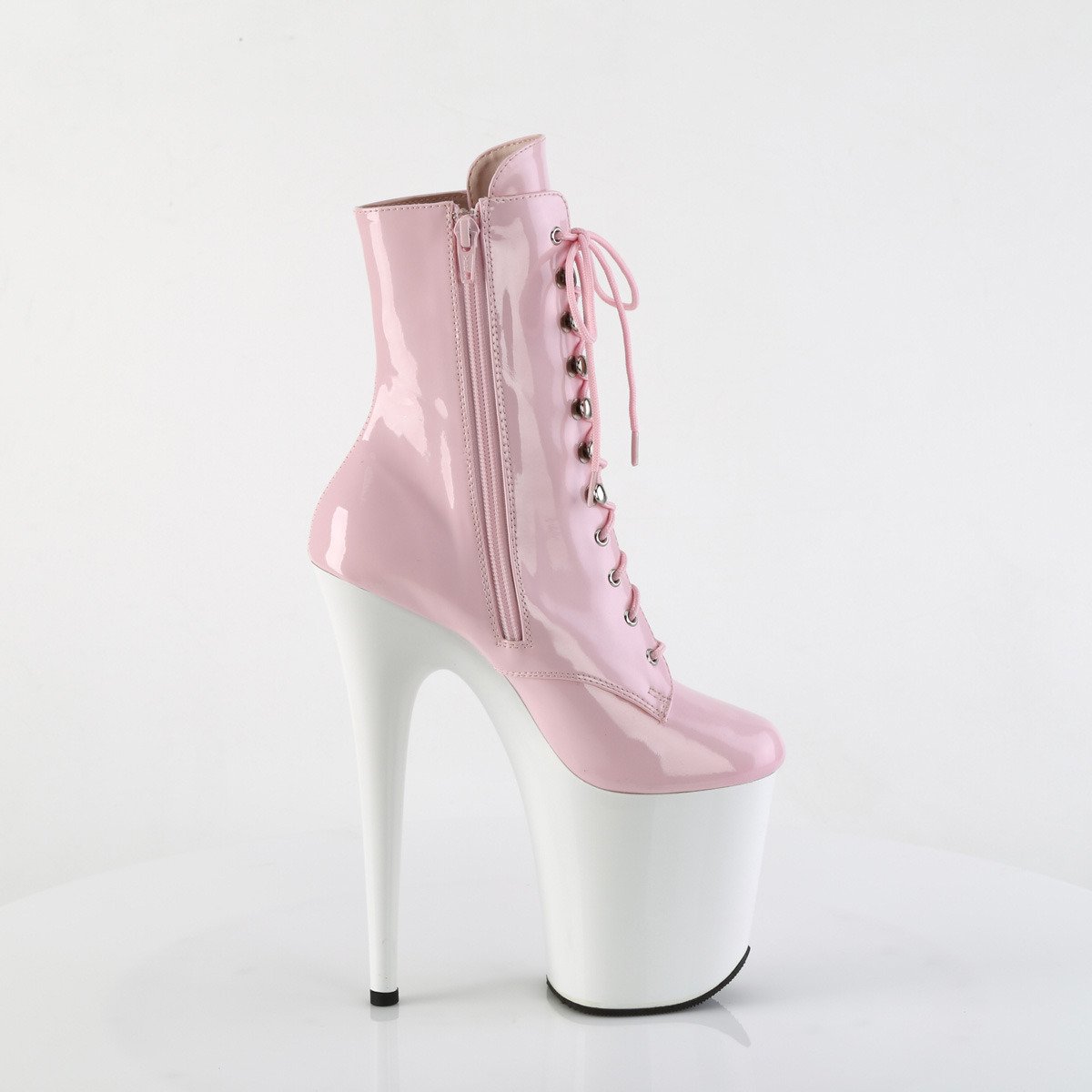 Pleaser Flamingo-1020 BP/W - Shiny Pink High-Platform Ankle Boots