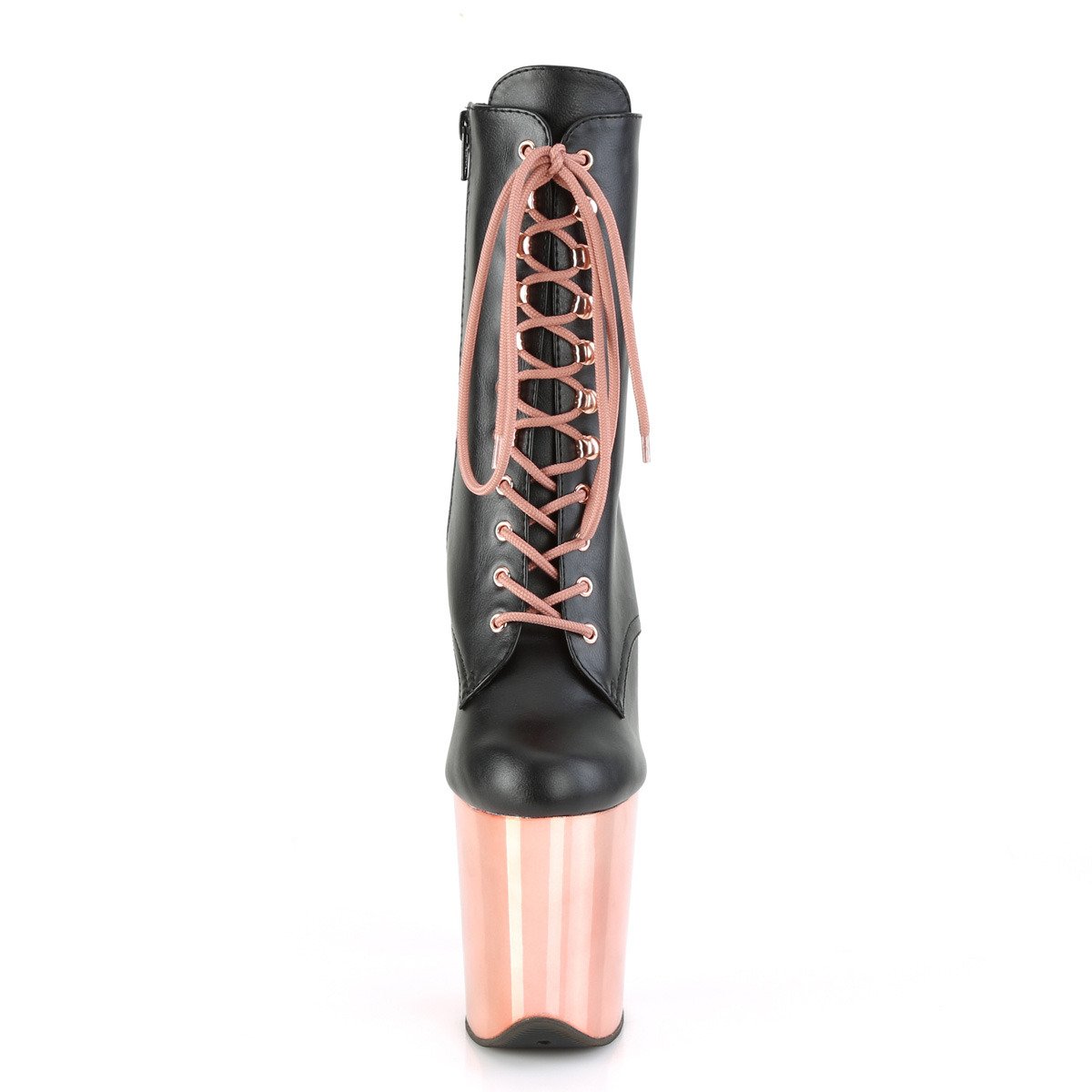 Pleaser Flamingo-1020 BPU/ROGLDCH - Black High-Platform Ankle Boots