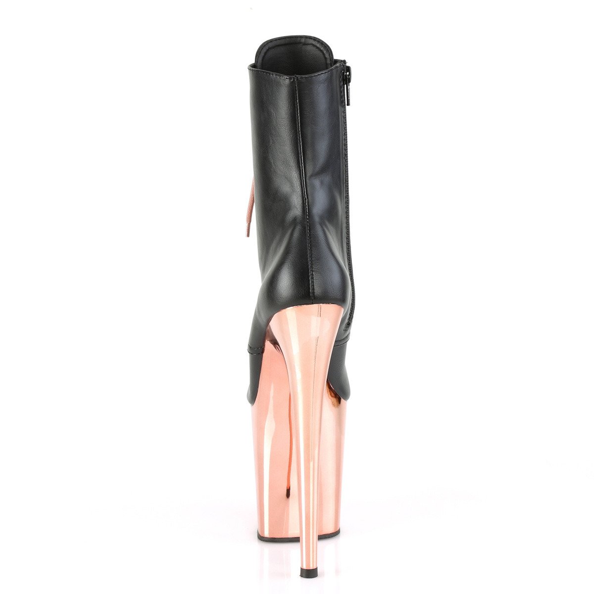 Pleaser Flamingo-1020 BPU/ROGLDCH - Black High-Platform Ankle Boots