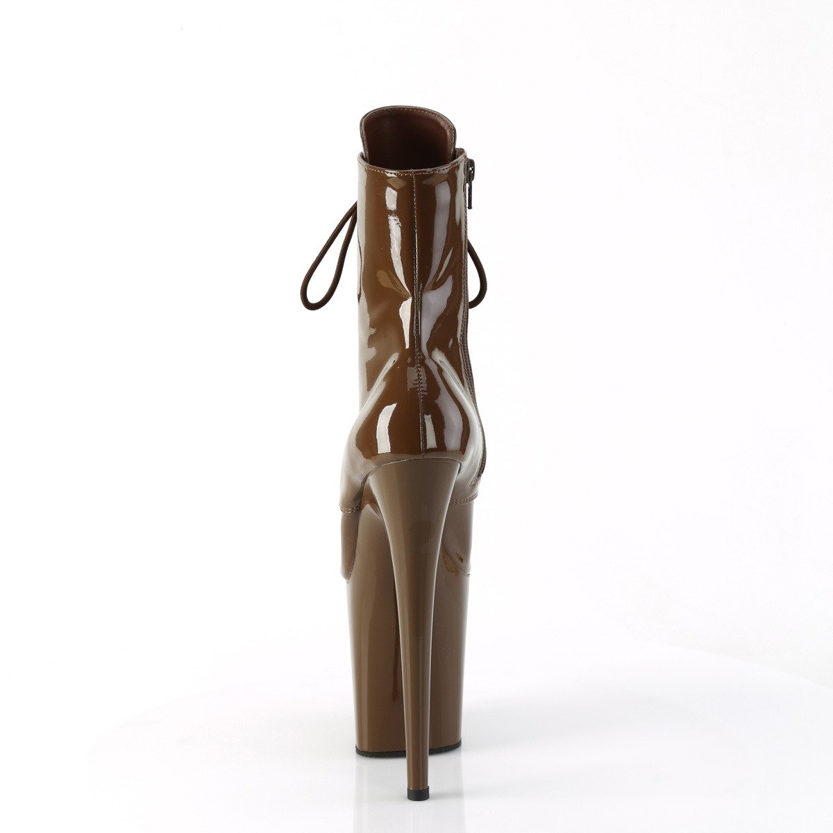 Pleaser Flamingo-1020 MOC/M - Shiny Brown High-Platform Ankle Boots