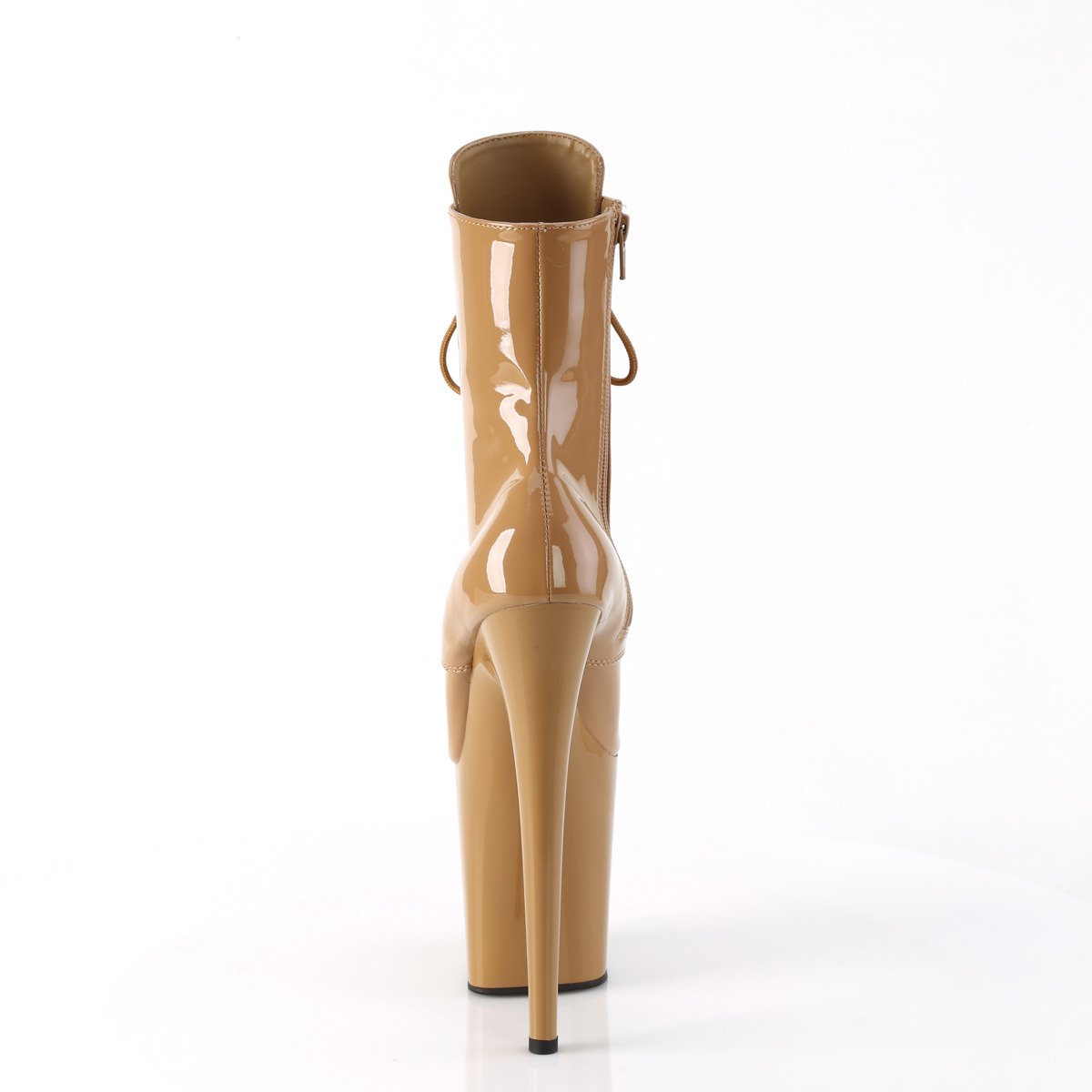 Pleaser Flamingo-1020 TF/M - Shiny Beige High-Platform Ankle Boots