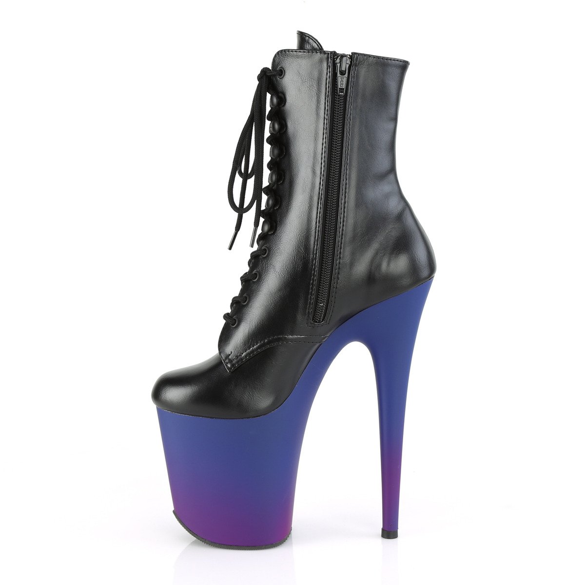Pleaser Flamingo-1020BP BPU/BL-PP - Black High-Platform Ankle Boots