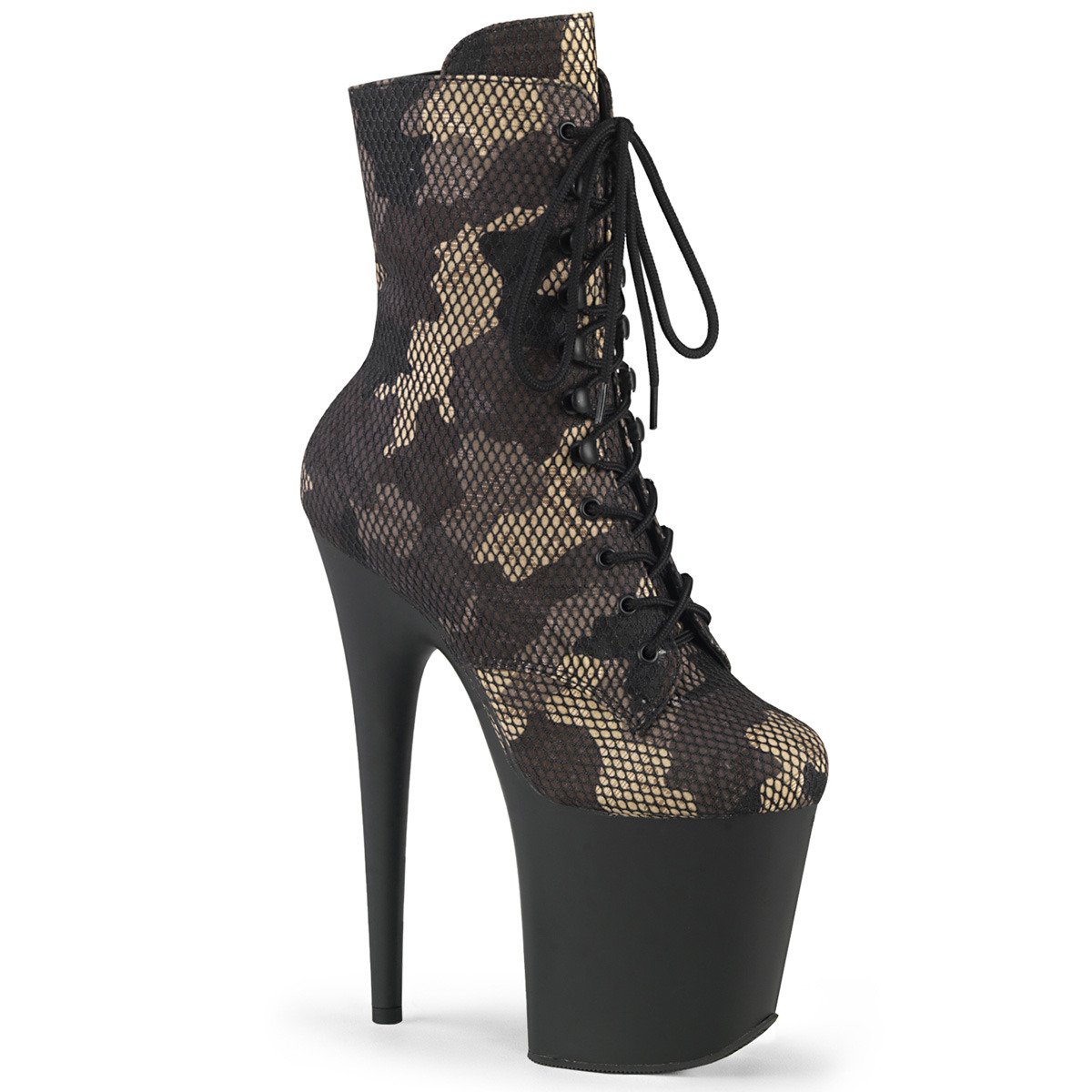 Pleaser Flamingo-1020CM GRNMS/B - Camouflage High-Platform Ankle Boots
