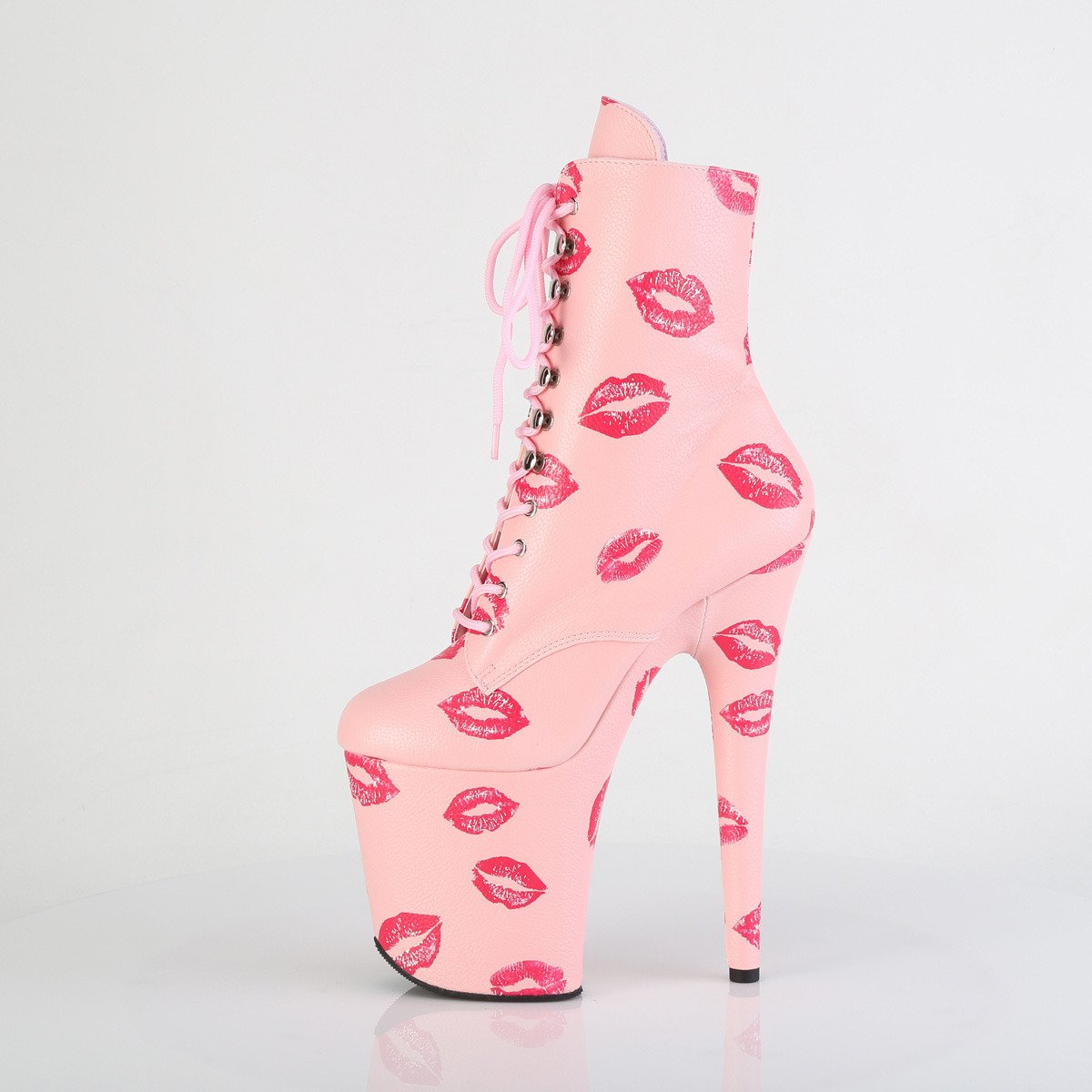 Pleaser Flamingo-1020KISSES BPPU/M - Pink High-Platform Ankle Boots