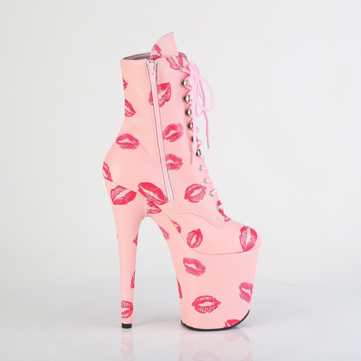 Pleaser Flamingo-1020KISSES BPPU/M - Pink High-Platform Ankle Boots