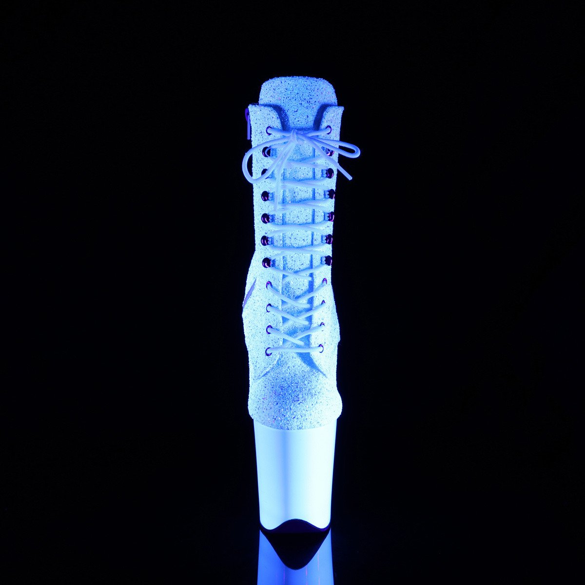 Pleaser Flamingo-1020LG NWMG/NW - Shiny White High-Platform Ankle Boots