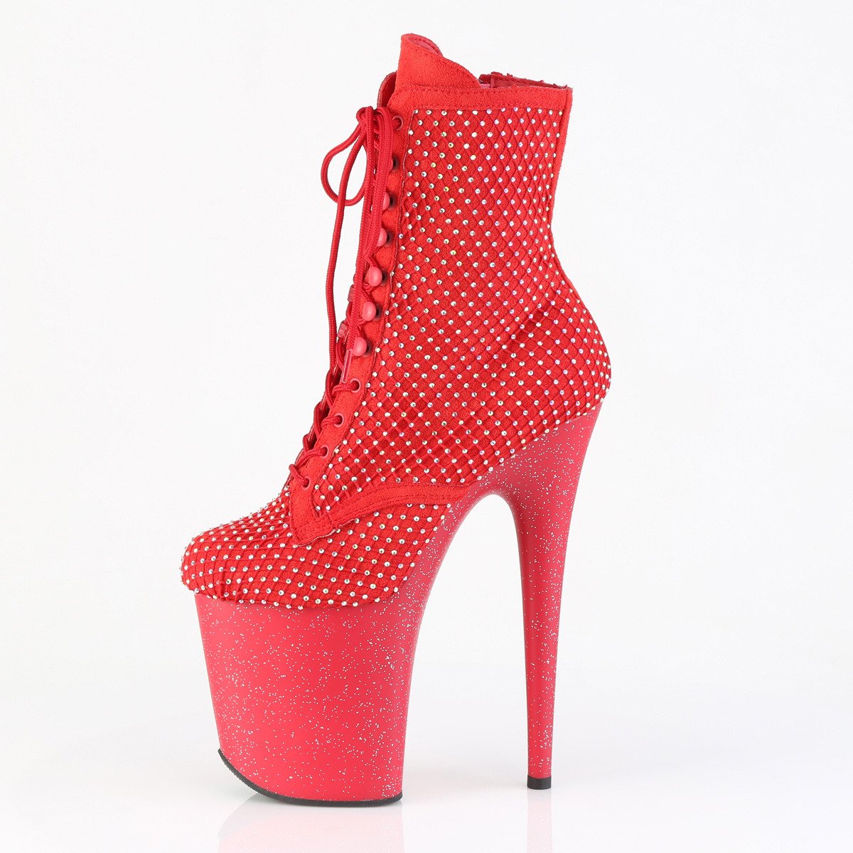 Pleaser Flamingo-1020RM RFS-RS/M - Red High-Platform Ankle Boots