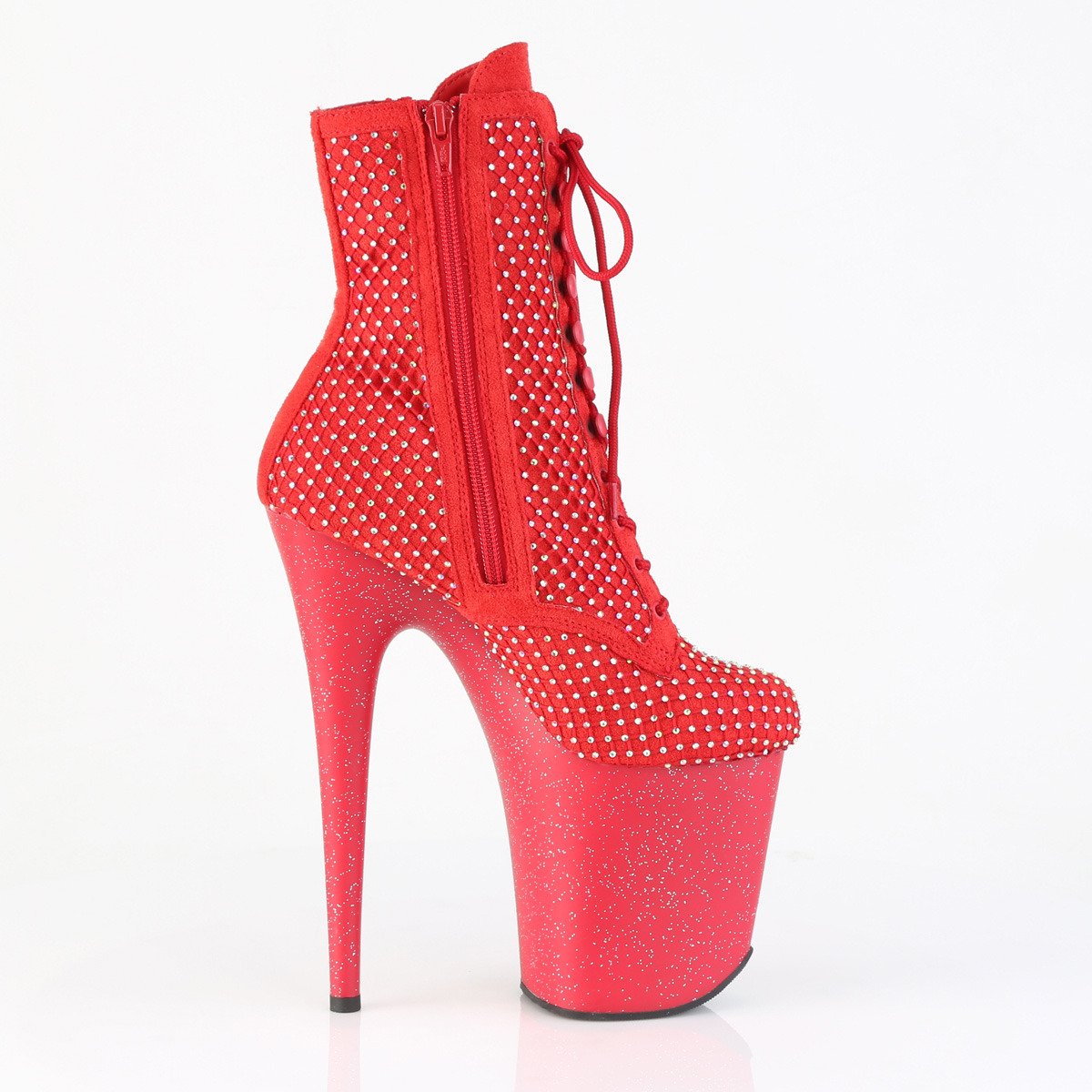 Pleaser Flamingo-1020RM RFS-RS/M - Red High-Platform Ankle Boots