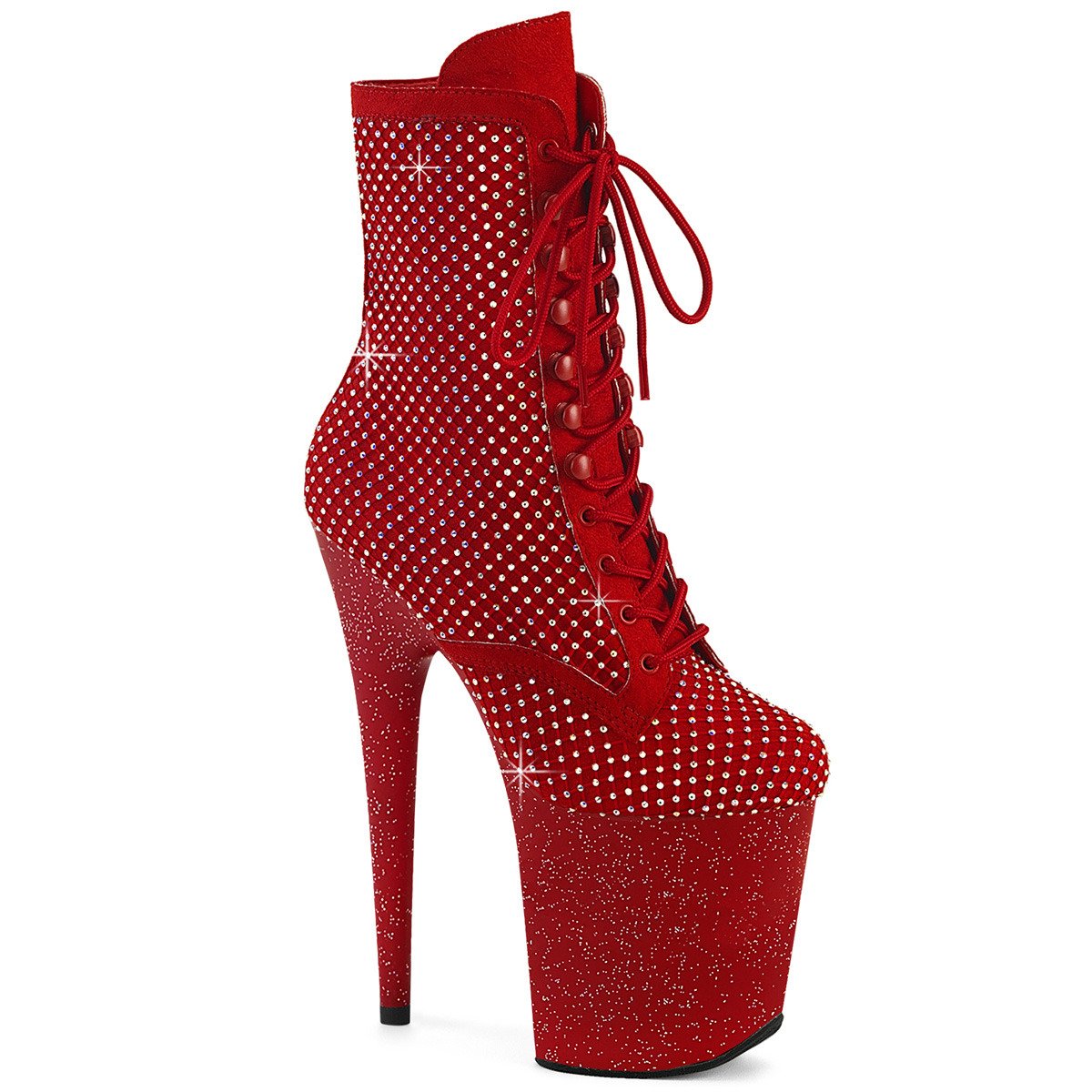 Pleaser Flamingo-1020RM RFS-RS/M - Red High-Platform Ankle Boots