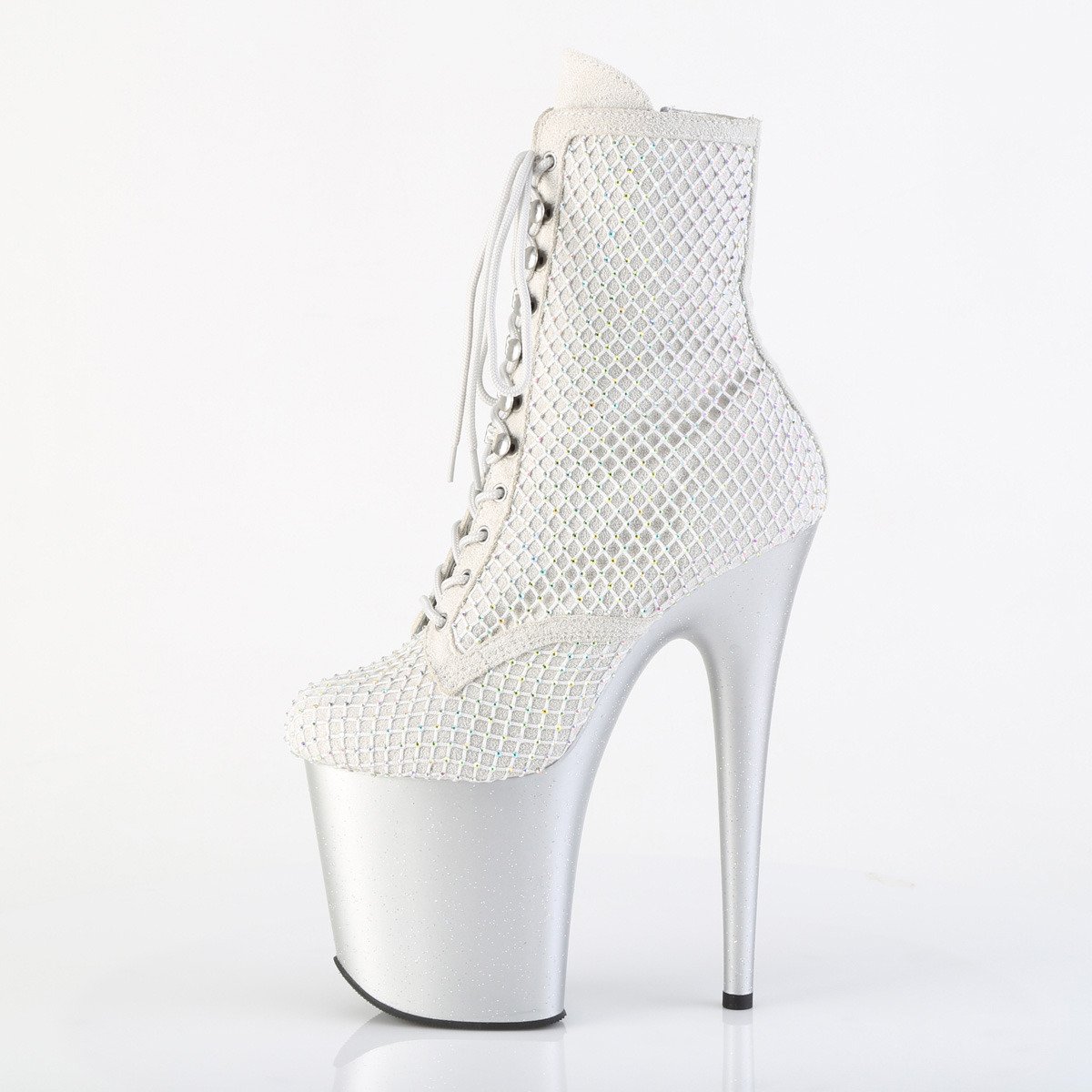 Pleaser Flamingo-1020RM SFS-RS/M - Silver High-Platform Ankle Boots