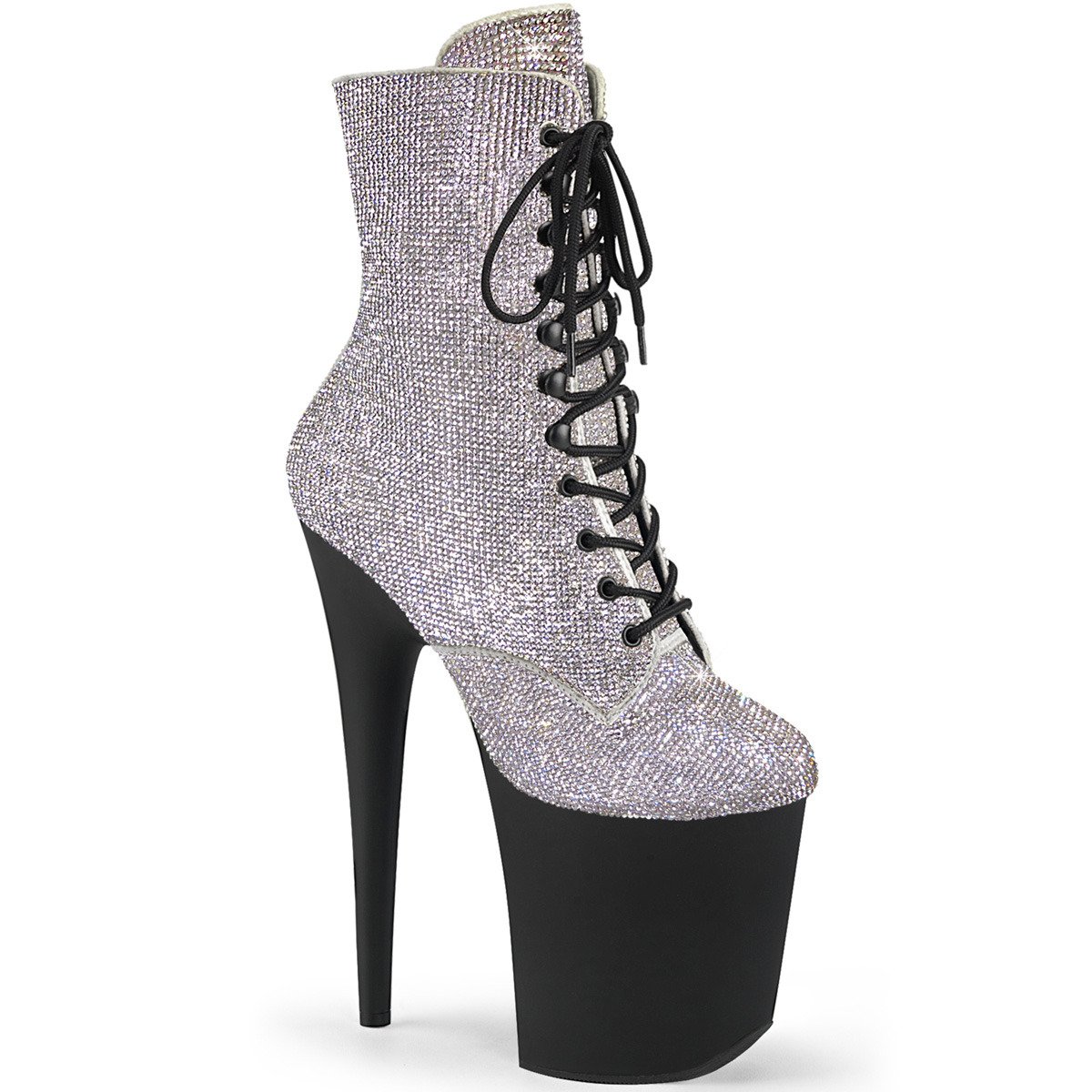 Pleaser Flamingo-1020RS SRS/B - Silver High-Platform Ankle Boots
