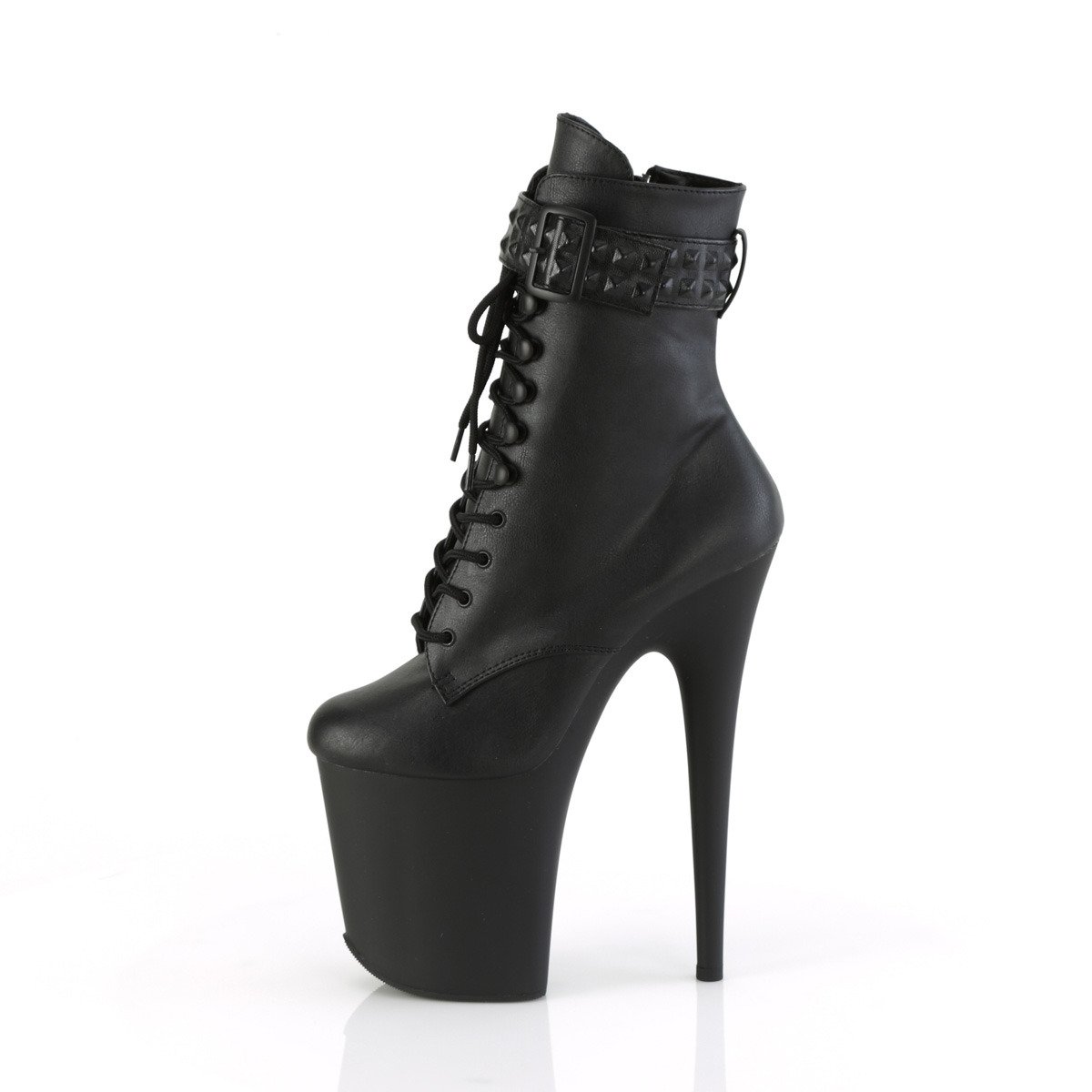 Pleaser Flamingo-1020STR BPU/M - Black High-Platform Ankle Boots