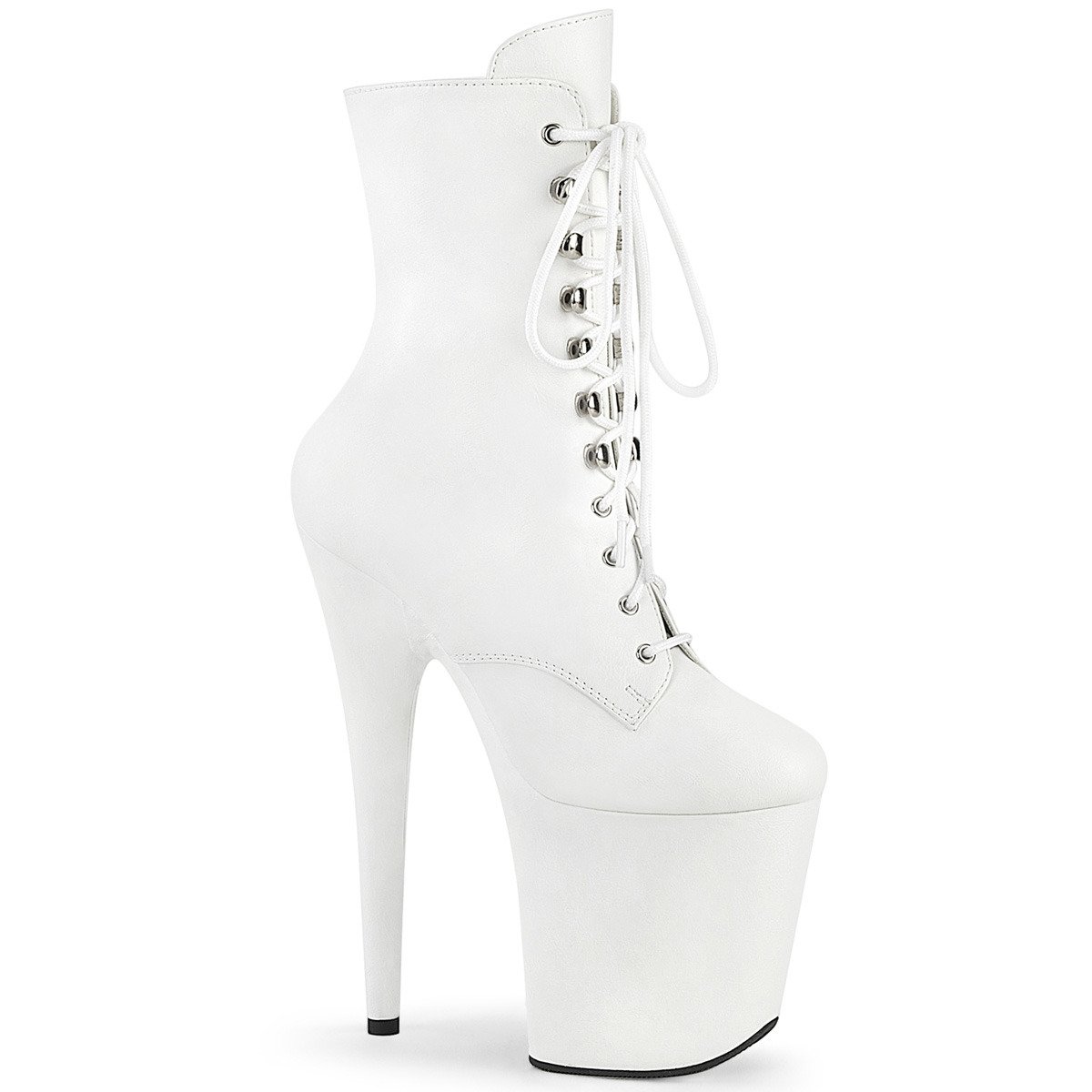 Pleaser Flamingo-1020WR WPU/M - White High-Platform Ankle Boots