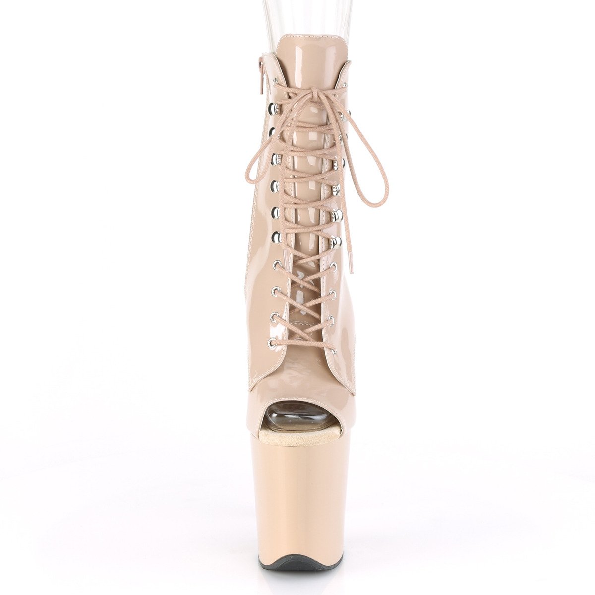Pleaser Flamingo-1021 ND/M - Shiny Beige High-Platform Ankle Boots