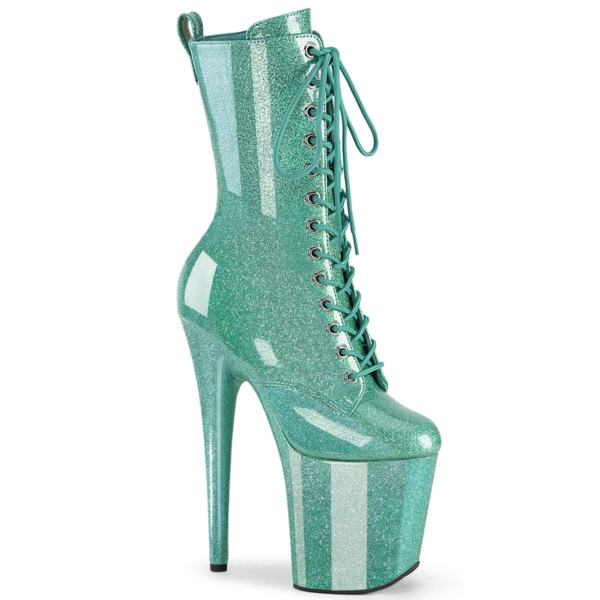 Pleaser Flamingo-1040GP AQG/M - Shiny Turquoise High-Platform Ankle Boots