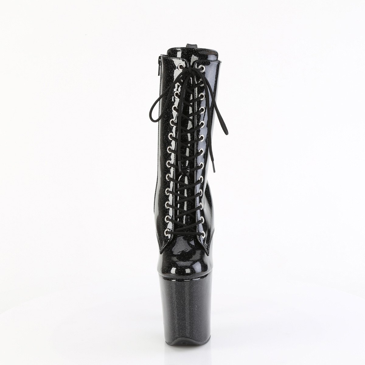 Pleaser Flamingo-1040GP BG/M - Shiny Black High-Platform Ankle Boots