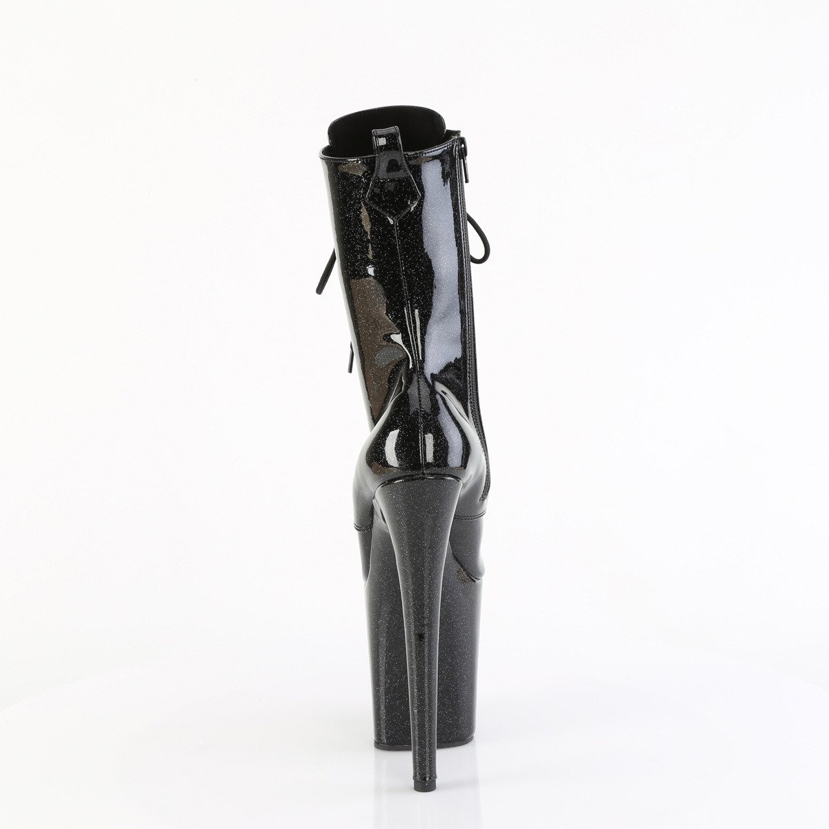 Pleaser Flamingo-1040GP BG/M - Shiny Black High-Platform Ankle Boots