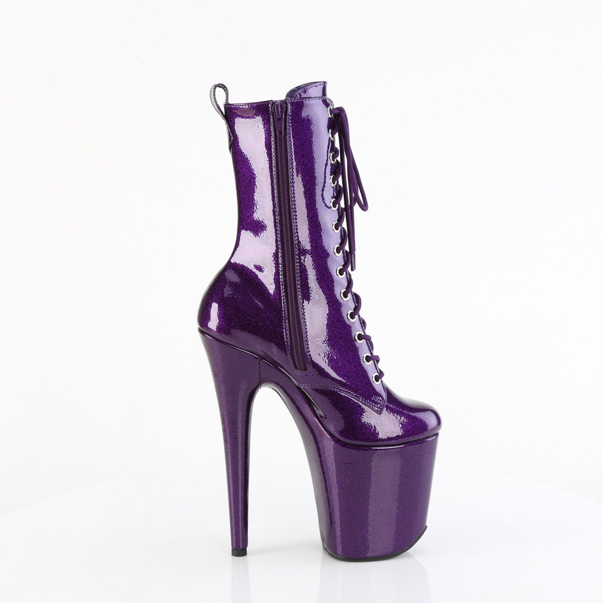 Pleaser Flamingo-1040GP PPG/M - Shiny Violet High-Platform Ankle Boots