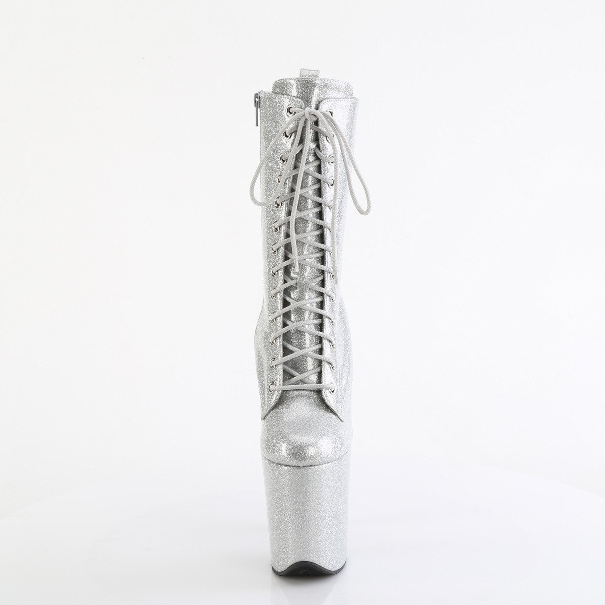 Pleaser Flamingo-1040GP SG/M - Shiny Silver High-Platform Ankle Boots