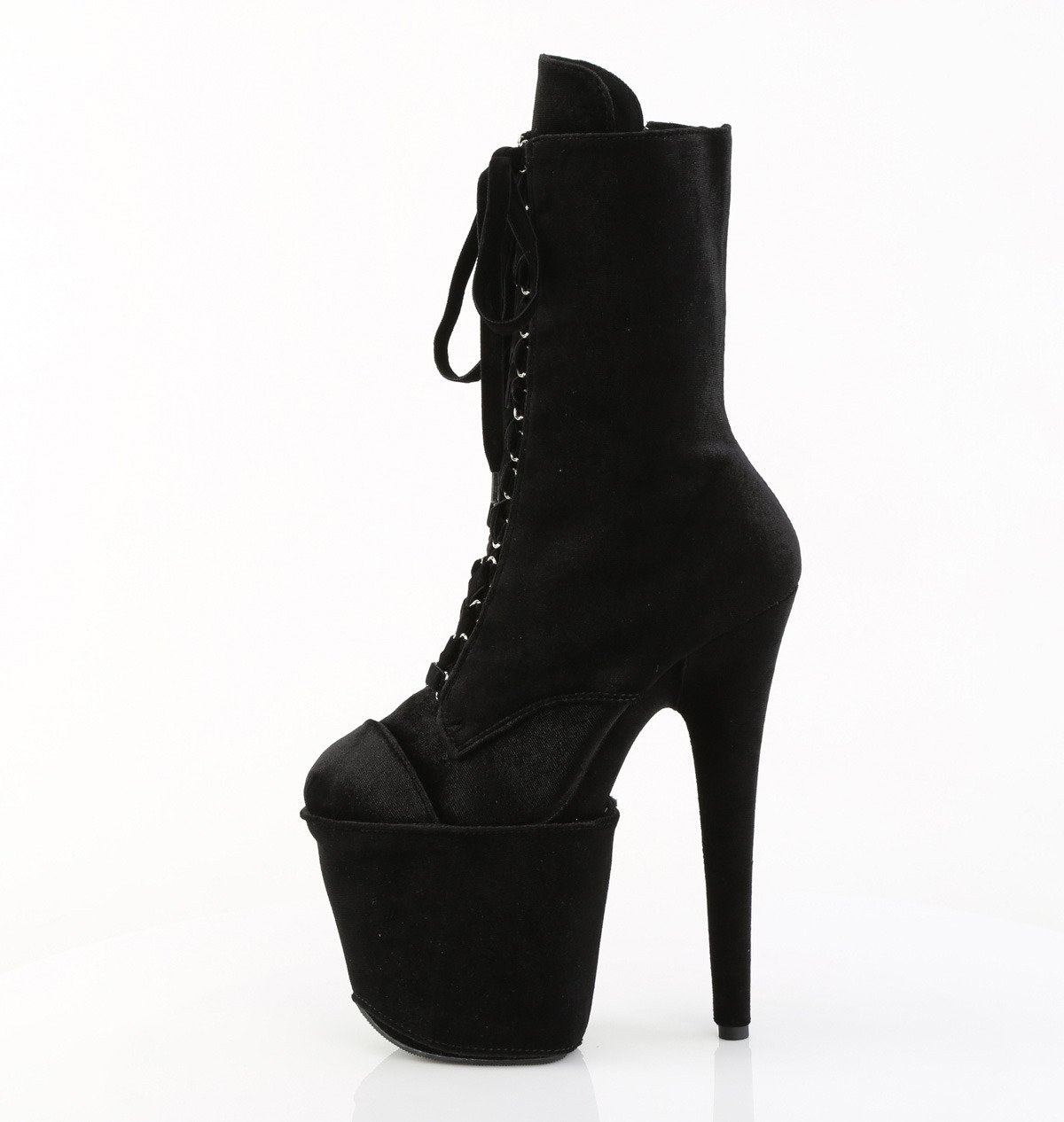 Pleaser Flamingo-1045VEL B/M - Black High-Platform Ankle Boots