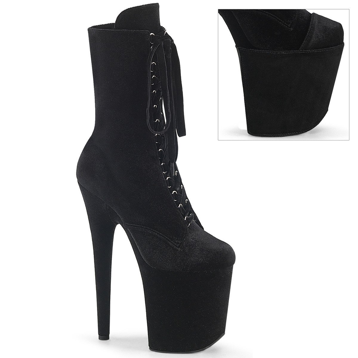 Pleaser Flamingo-1045VEL B/M - Black High-Platform Ankle Boots