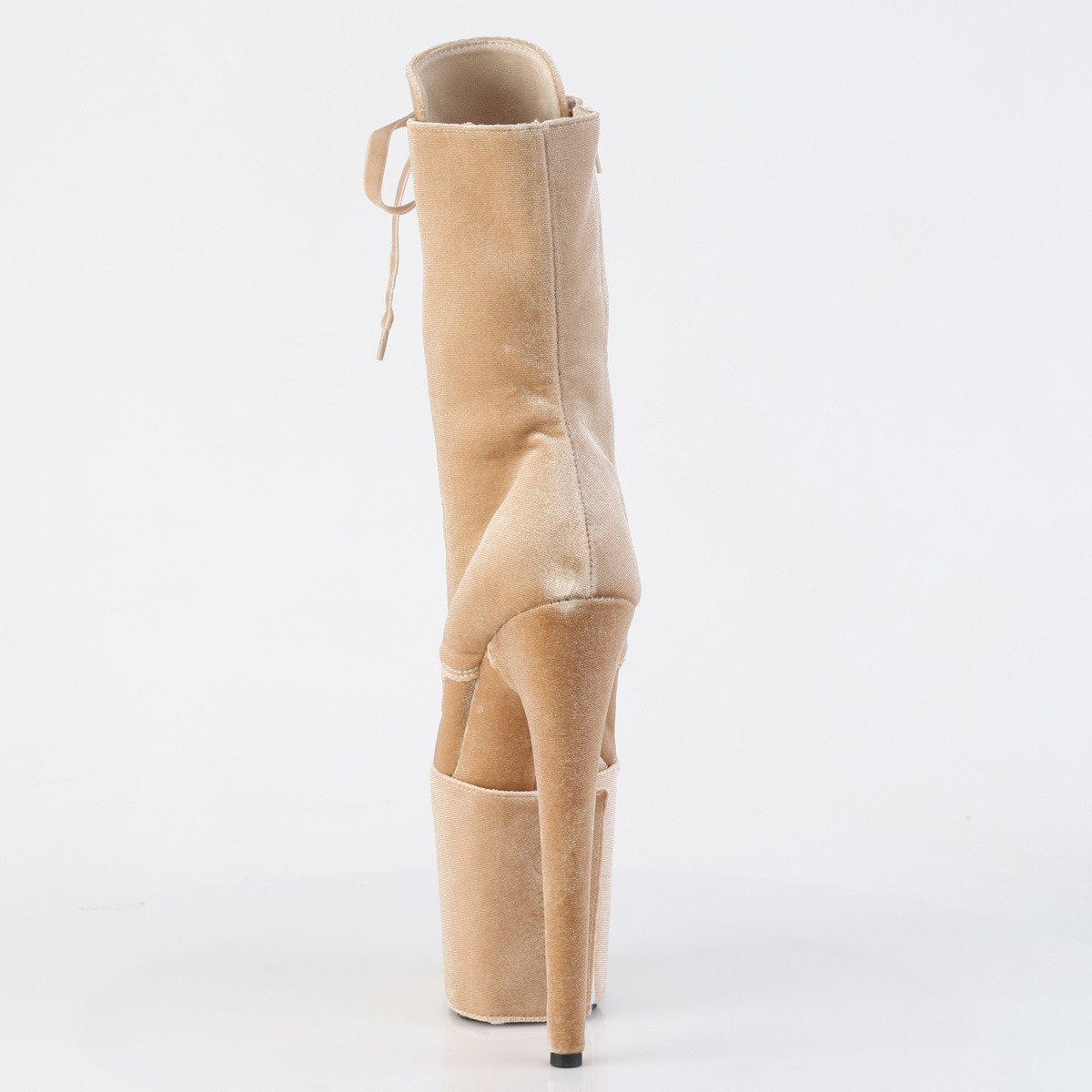 Pleaser Flamingo-1045VEL CR/M - Beige High-Platform Ankle Boots