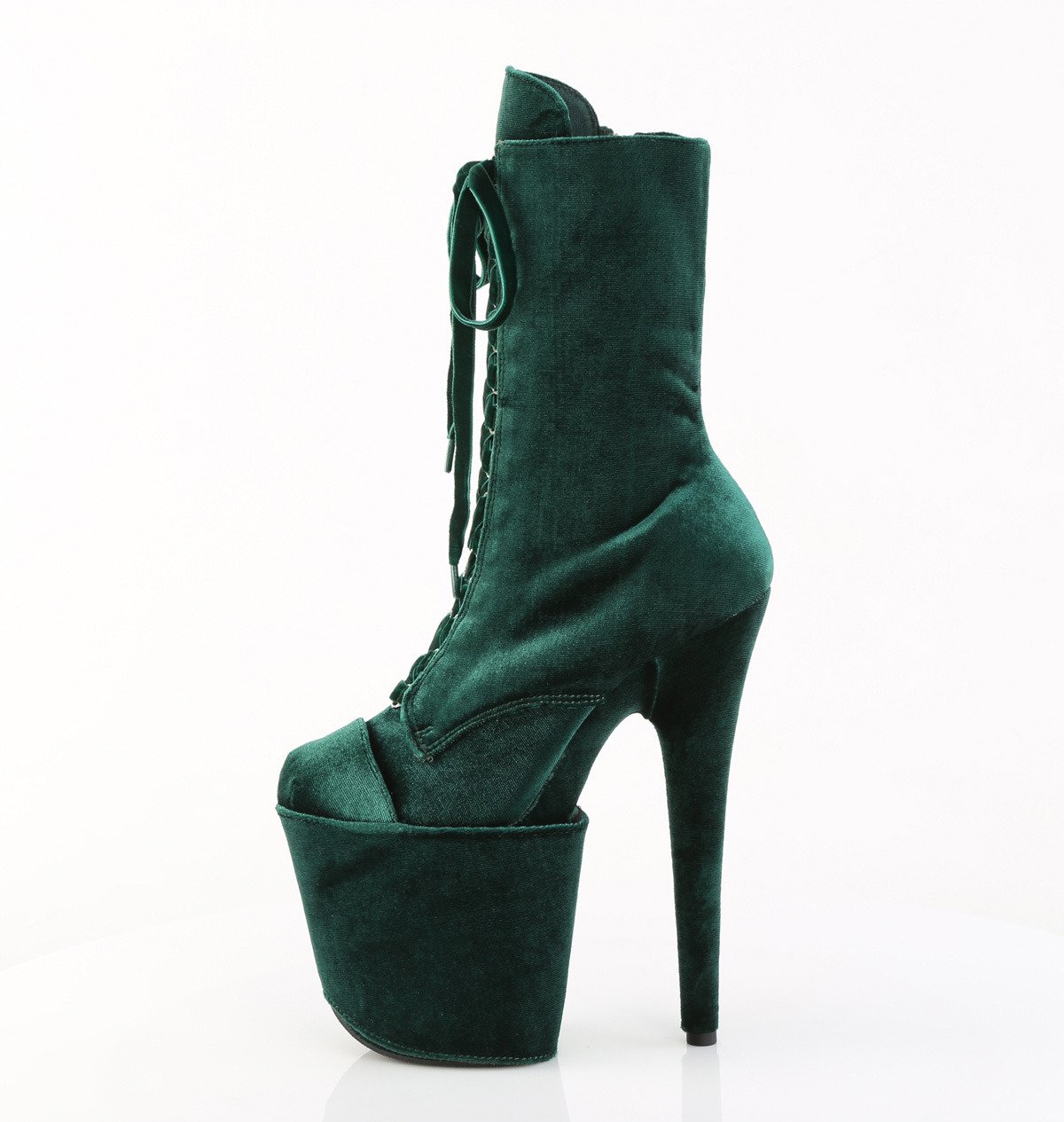 Pleaser Flamingo-1045VEL EMGN/M - Green High-Platform Ankle Boots