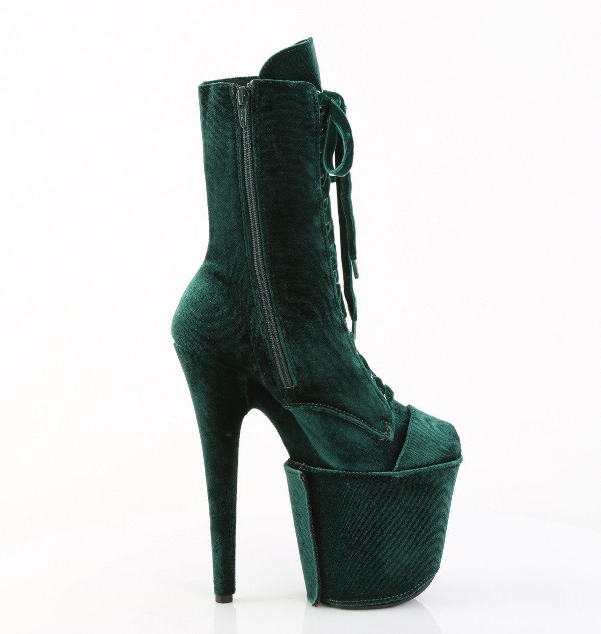 Pleaser Flamingo-1045VEL EMGN/M - Green High-Platform Ankle Boots