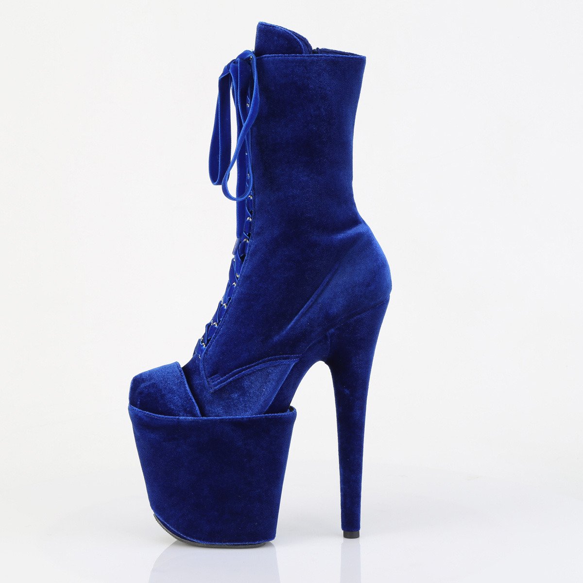 Pleaser Flamingo-1045VEL NB/M - Blue High-Platform Ankle Boots