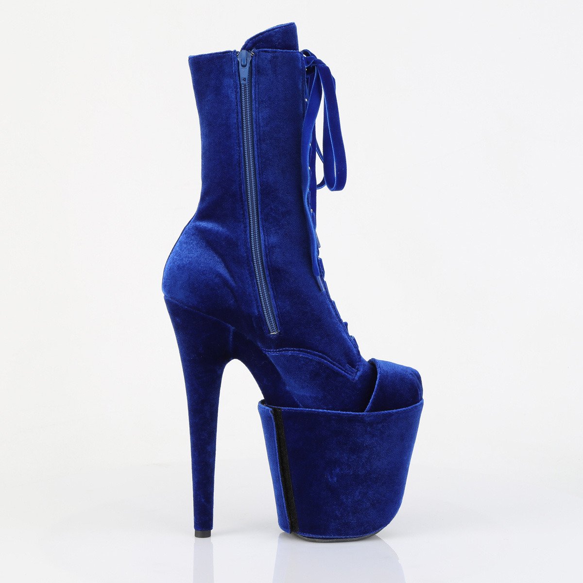 Pleaser Flamingo-1045VEL NB/M - Blue High-Platform Ankle Boots