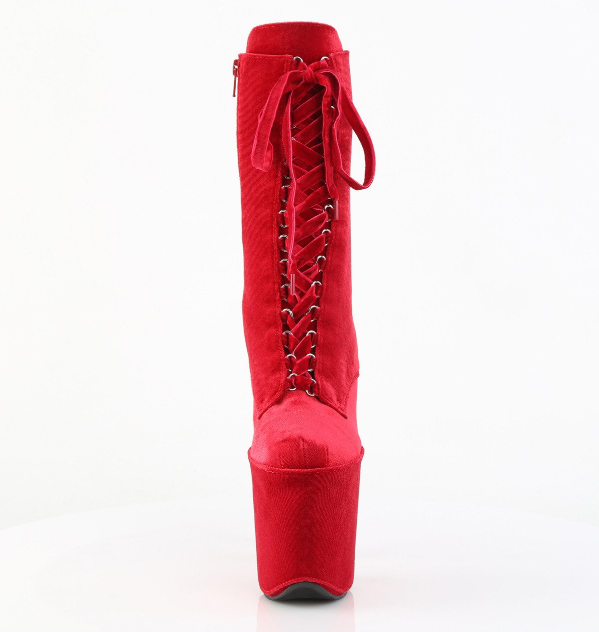 Pleaser Flamingo-1045VEL R/M - Red High-Platform Ankle Boots