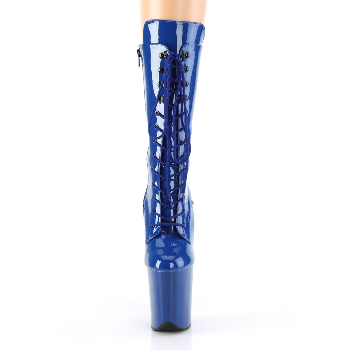 Pleaser Flamingo-1050 RYBL/M - Shiny Blue High-Platform Ankle Boots