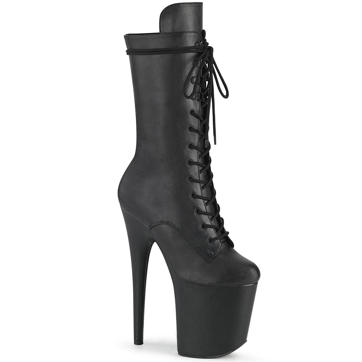 Pleaser Flamingo-1050WR BPU/M - Black High-Platform Ankle Boots
