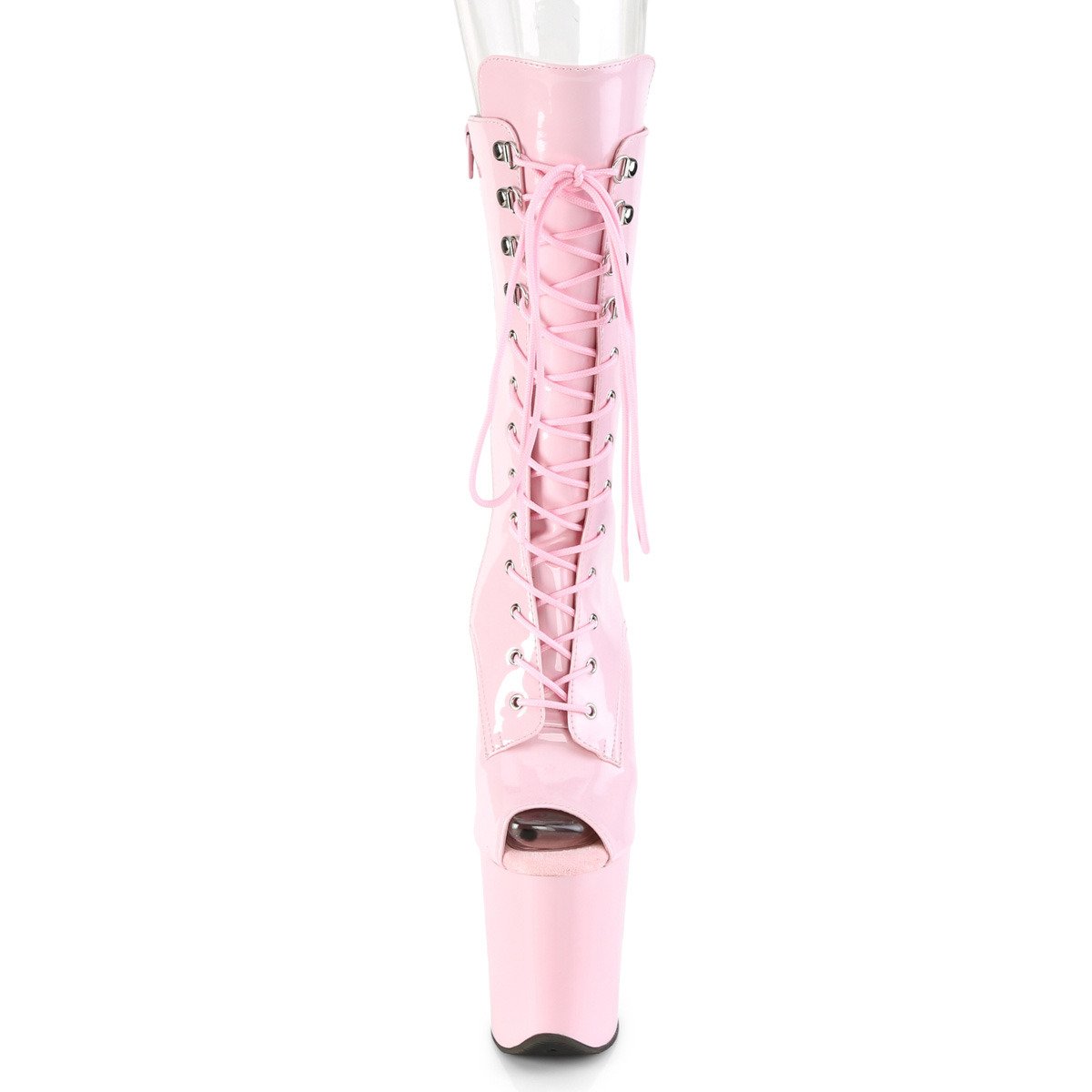 Pleaser Flamingo-1051 BP/M - Shiny Pink High-Platform Peep Toe Boots