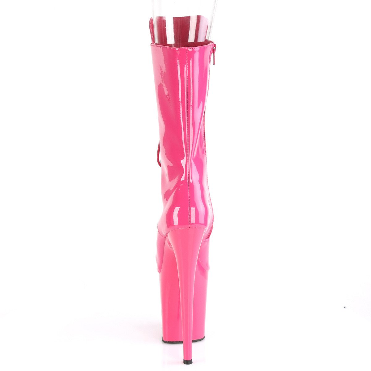 Pleaser Flamingo-1051 HP/M - Shiny Pink High-Platform Peep Toe Boots