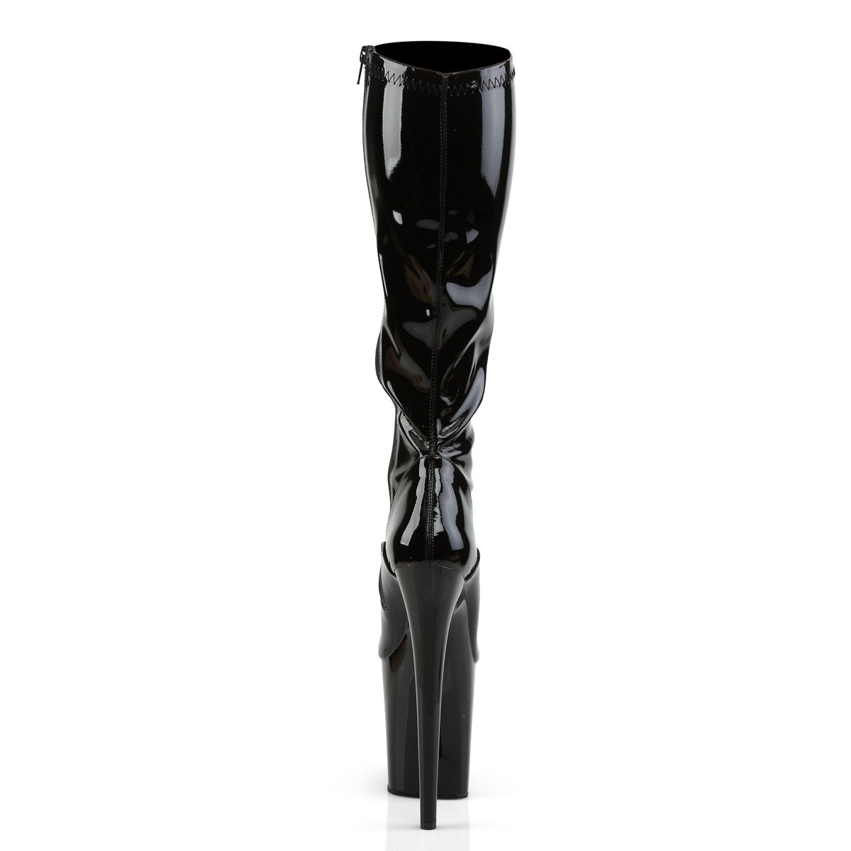 Pleaser Flamingo-2000 B/M - Shiny Black High-Platform Knee High Boots