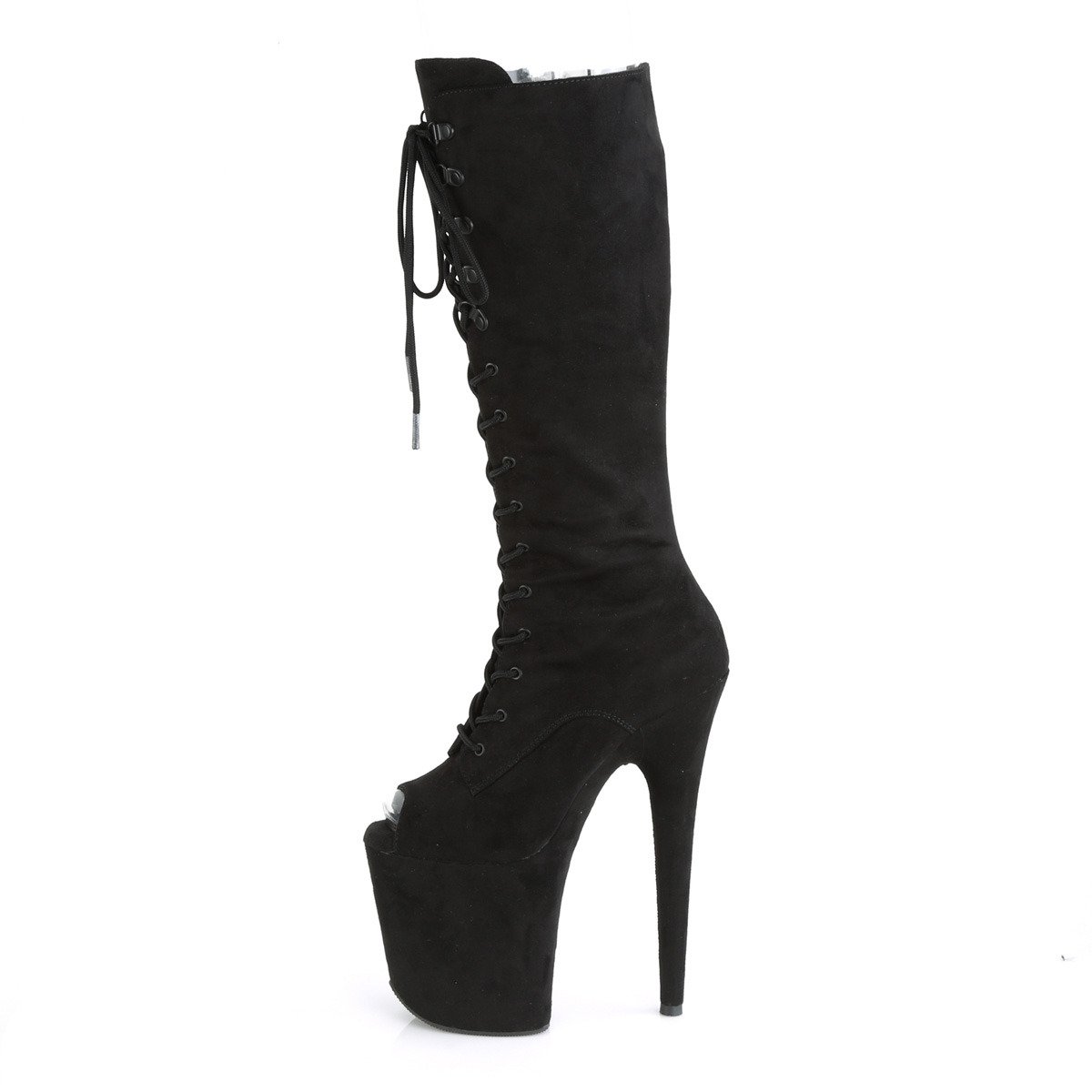 Pleaser Flamingo-2051FS BFS/M - Black High-Platform Peep Toe Boots