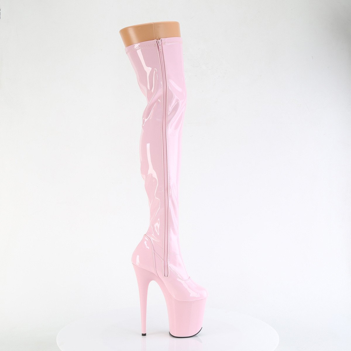 Pleaser Flamingo-3000 BP/M - Shiny Pink High-Platform Thigh High Boots
