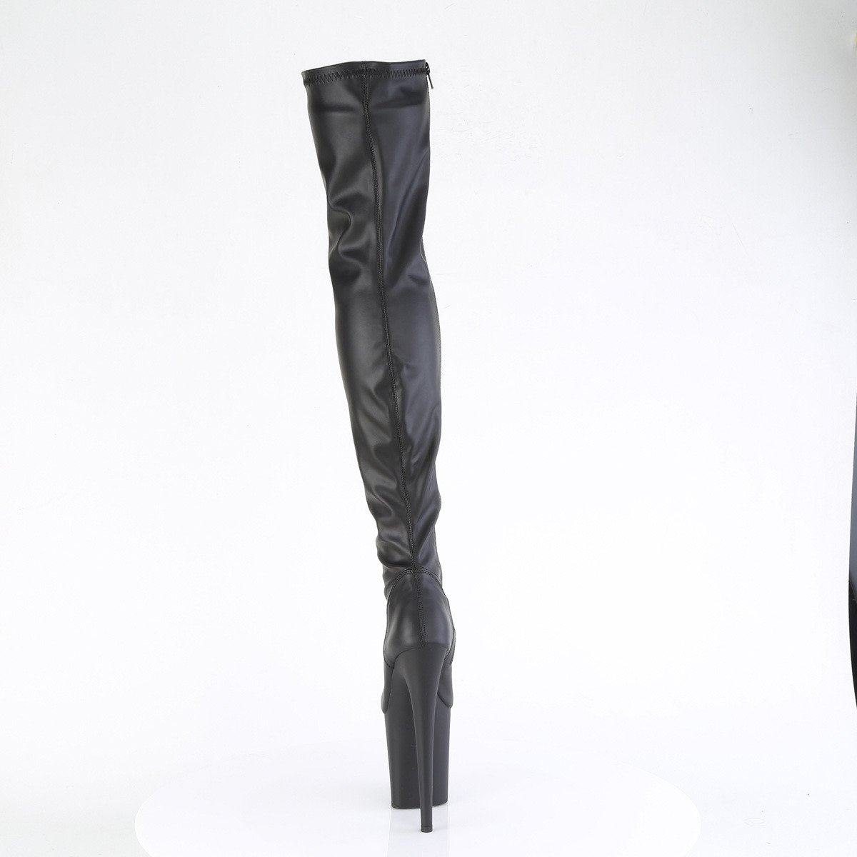 Pleaser Flamingo-3000 BPU/M - Shiny Black High-Platform Thigh High Boots