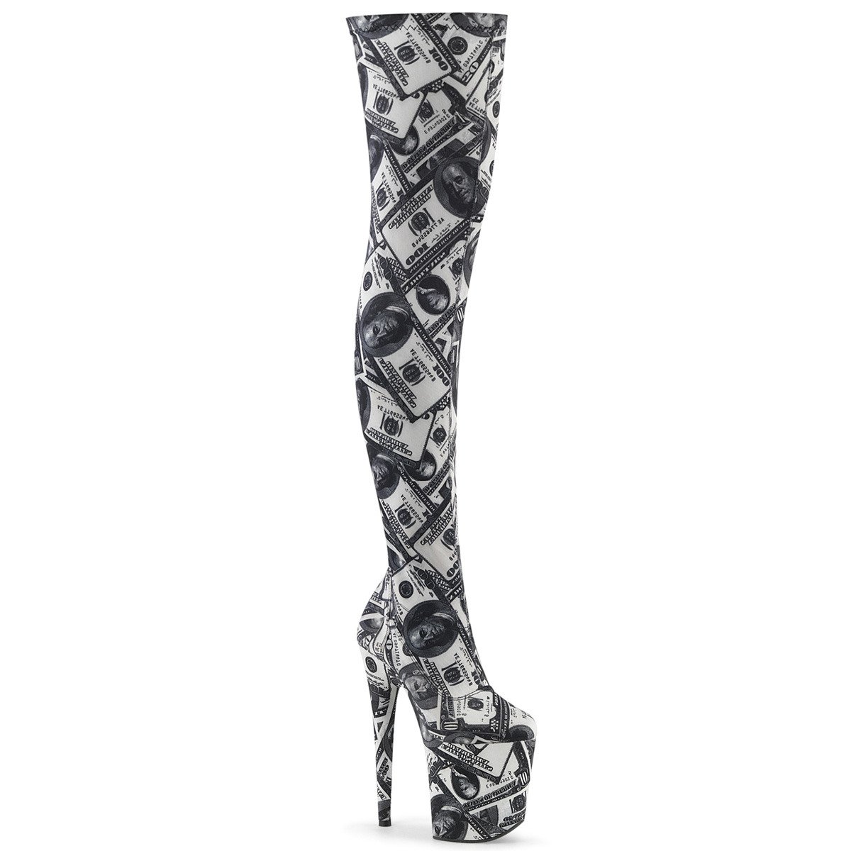 Pleaser Flamingo-3000DP W-BFA/M - White High-Platform Thigh High Boots