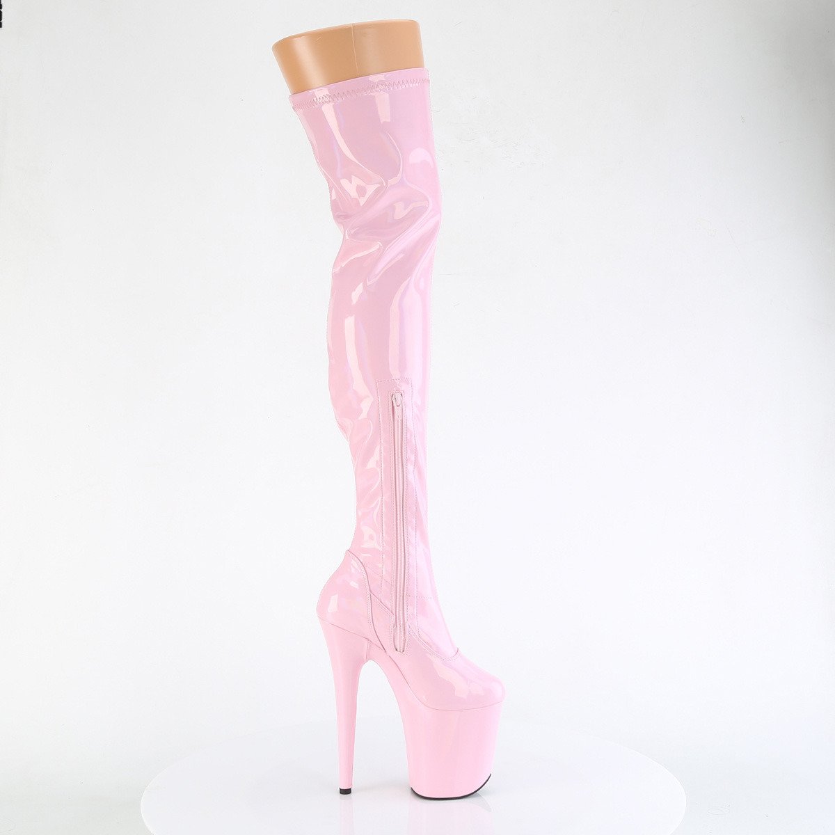 Pleaser Flamingo-3000HWR BPHG/M - Shiny Pink High-Platform Knee High Boots