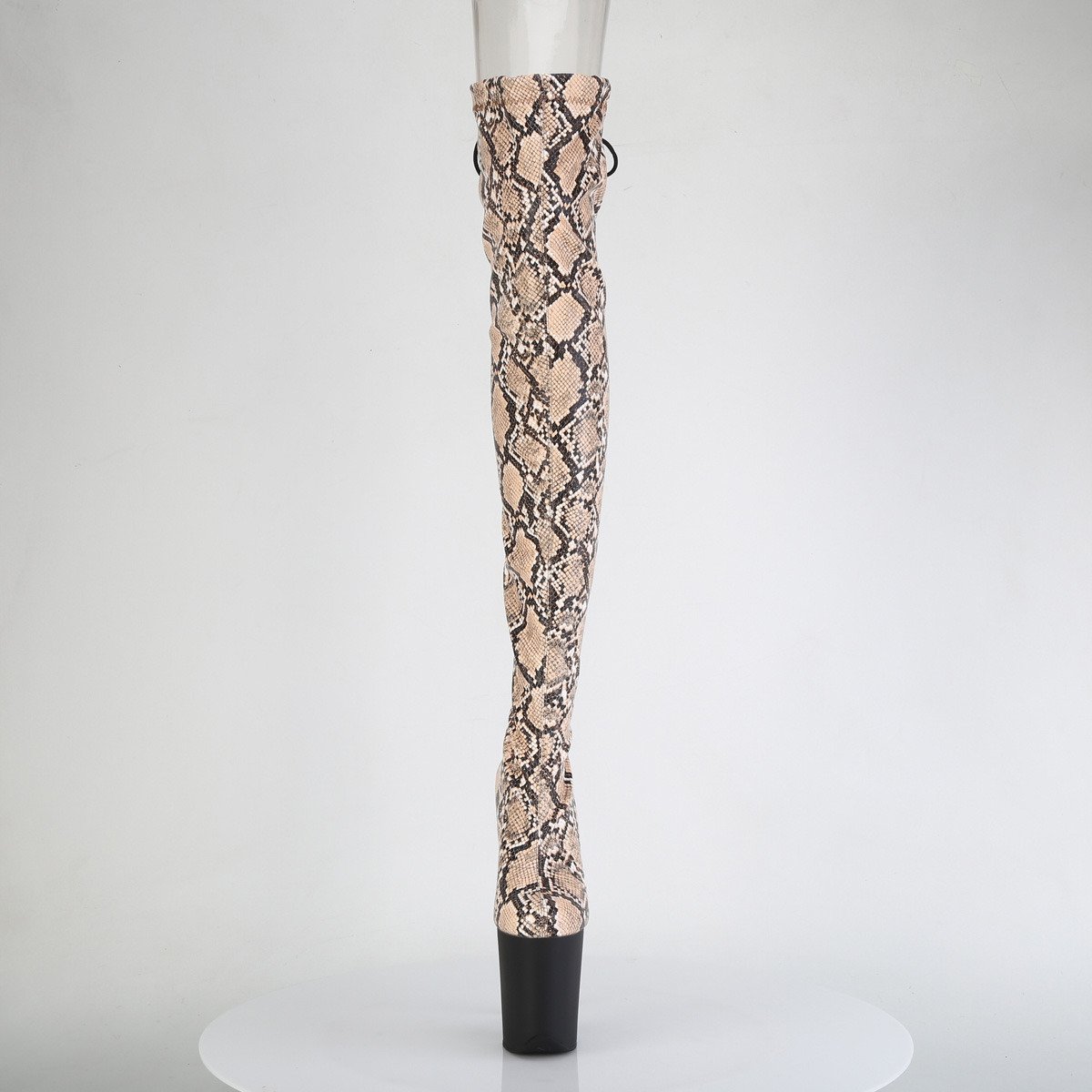 Pleaser Flamingo-3008SP-BT T-BN/B - Beige High-Platform Thigh High Boots