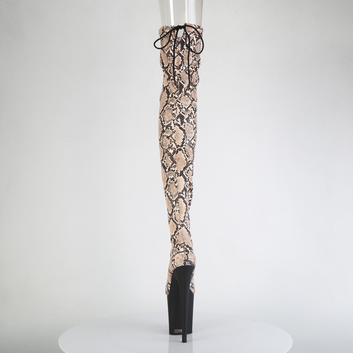 Pleaser Flamingo-3008SP-BT T-BN/B - Beige High-Platform Thigh High Boots