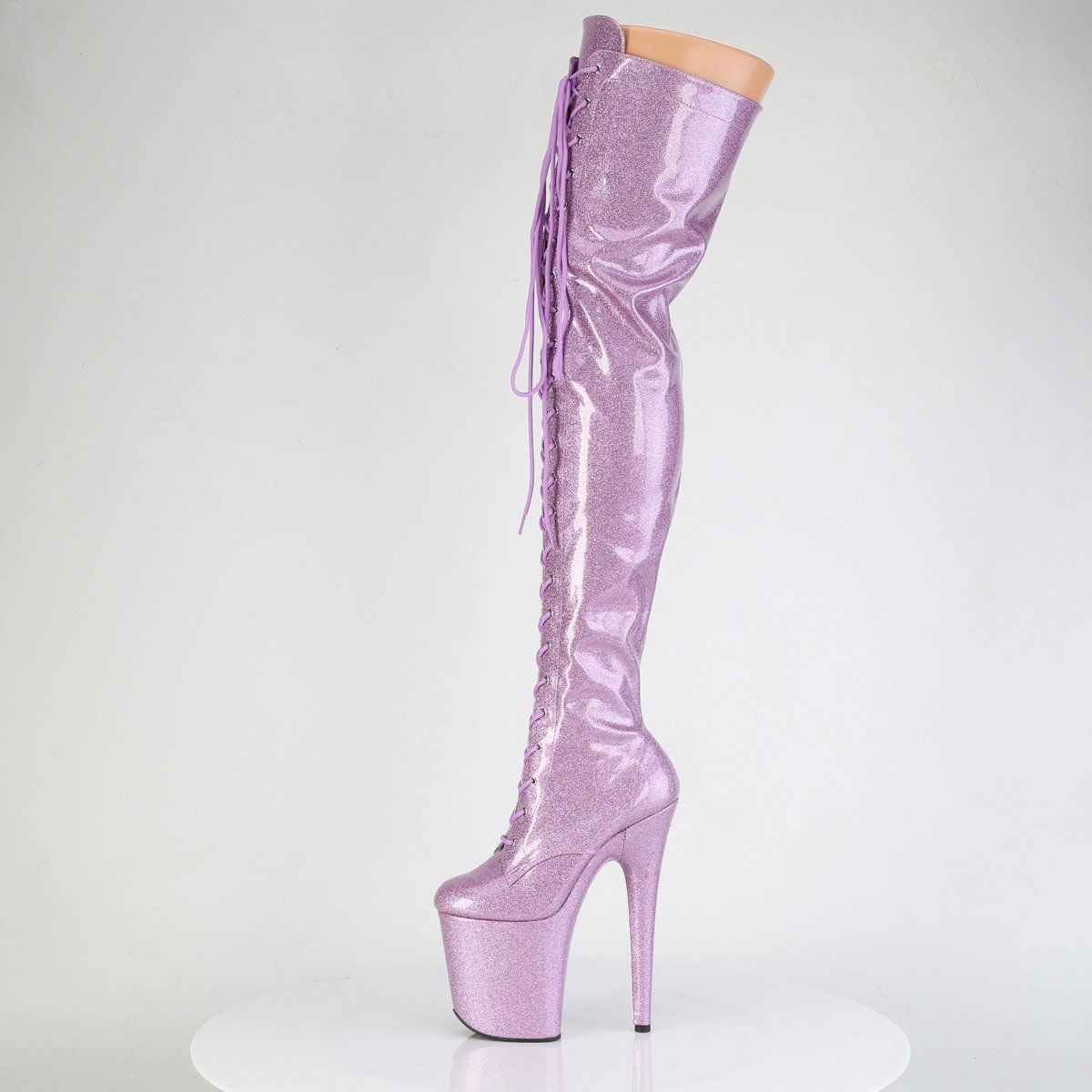 Pleaser Flamingo-3020GP LLG/M - Shiny Pink High-Platform Thigh High Boots