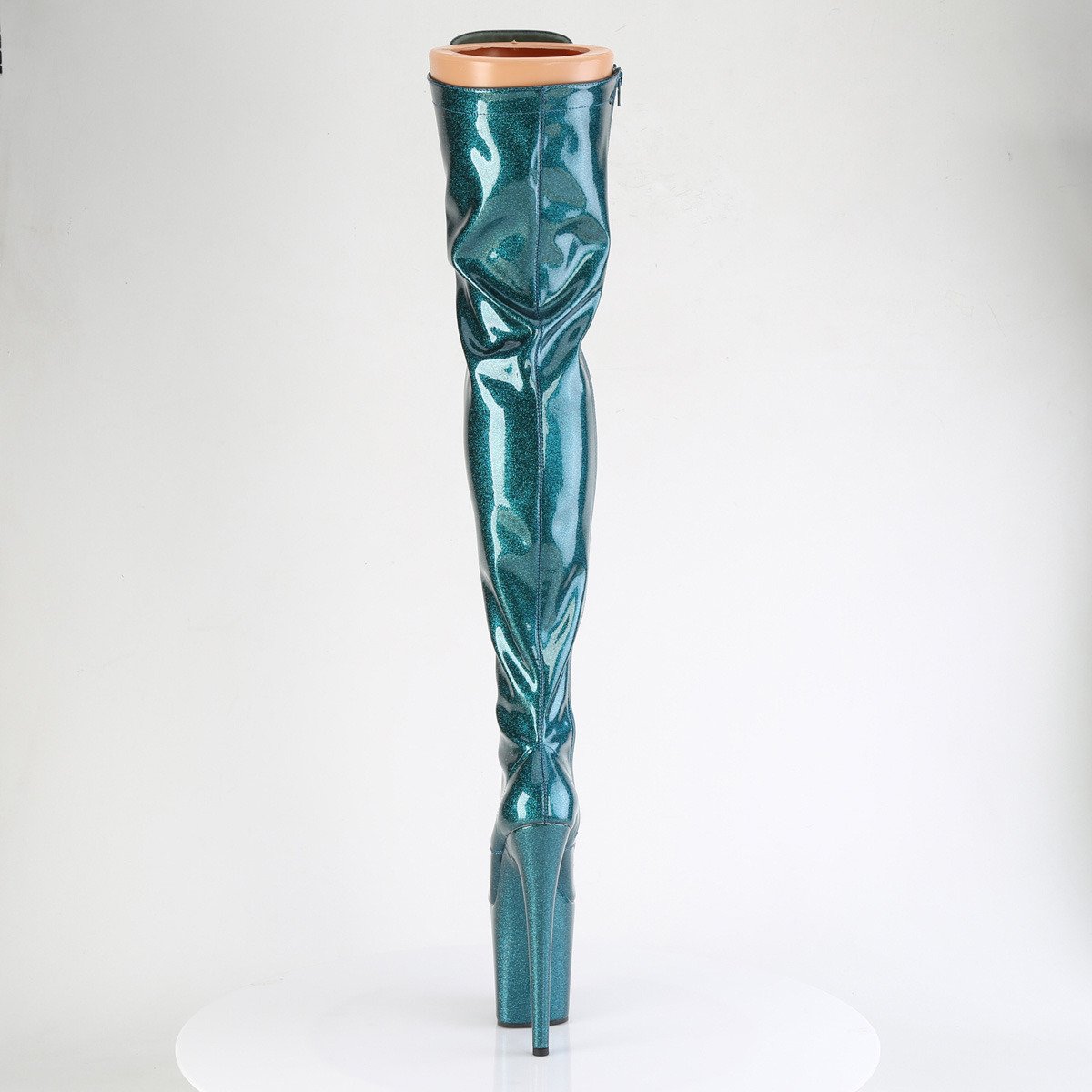 Pleaser Flamingo-3020GP TLG/M - Shiny Beige High-Platform Thigh High Boots