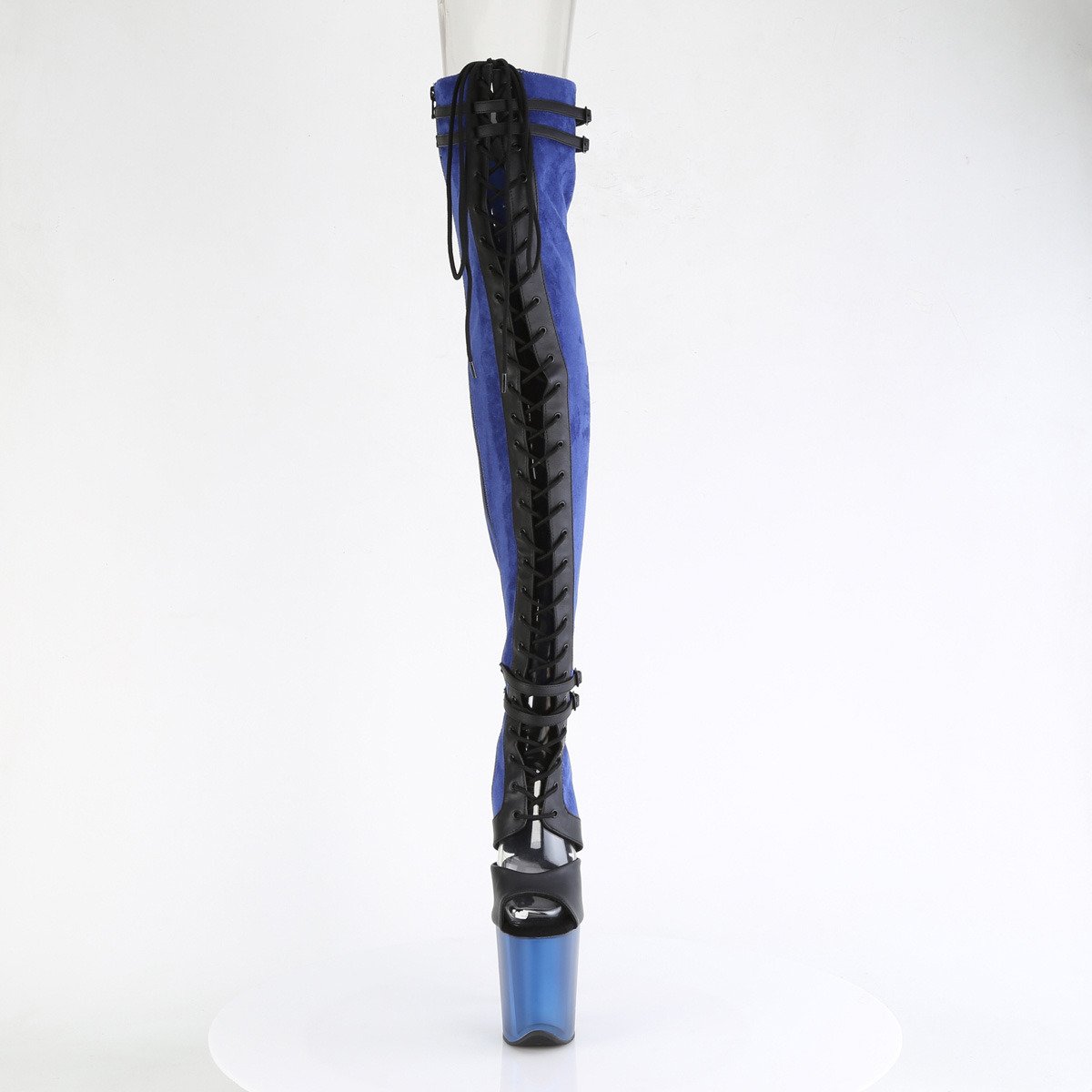 Pleaser Flamingo-3027 BLUFS-BPU/B - Blue High-Platform Thigh High Boots