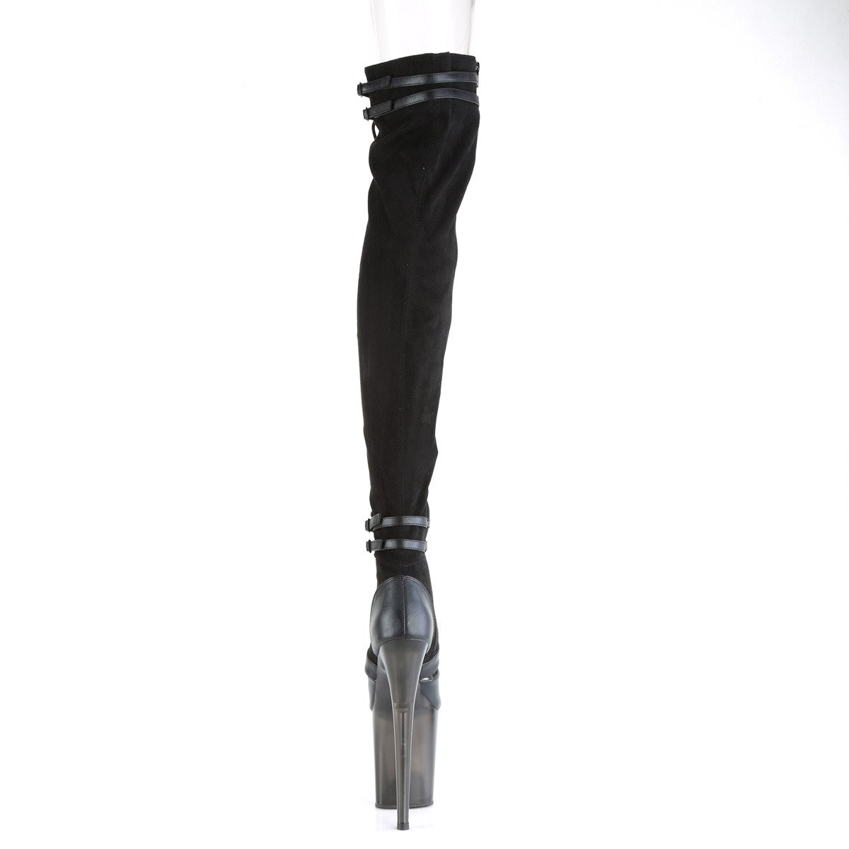 Pleaser Flamingo-3027 BFS-PU/B - Black High-Platform Thigh High Boots