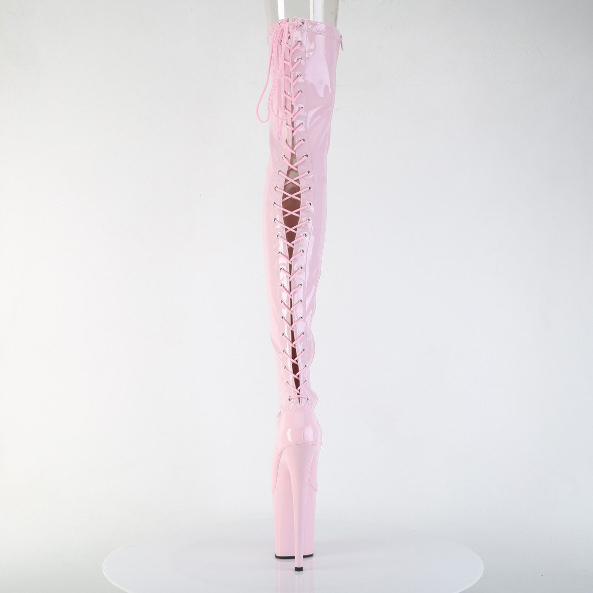 Pleaser Flamingo-3850 BP/M - Shiny Pink High-Platform Thigh High Boots