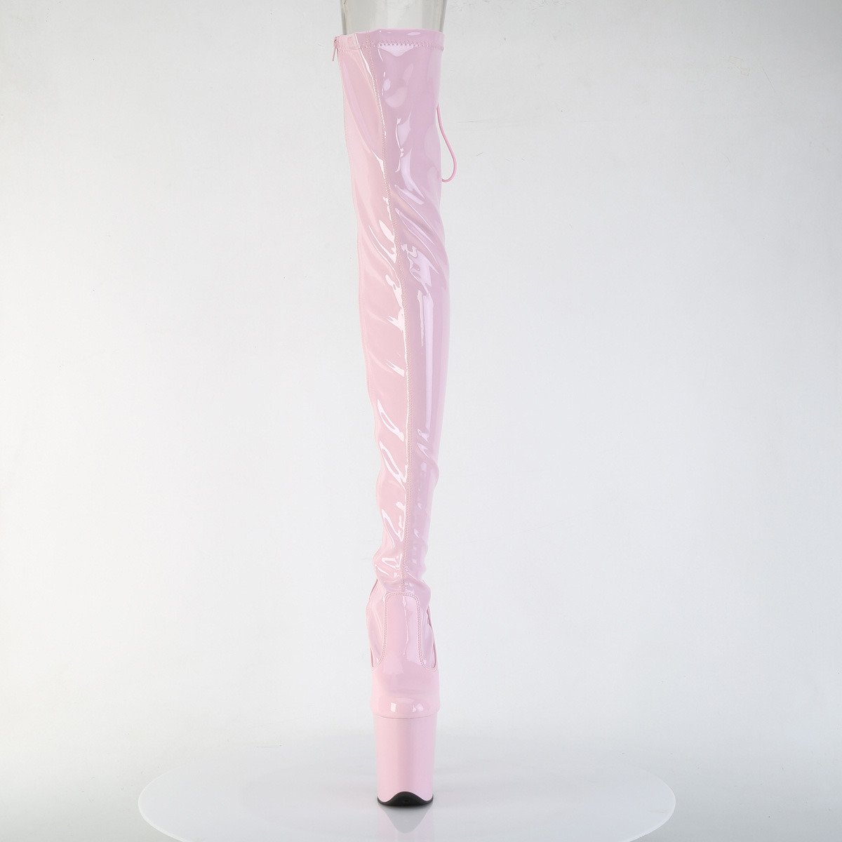 Pleaser Flamingo-3850 BP/M - Shiny Pink High-Platform Thigh High Boots