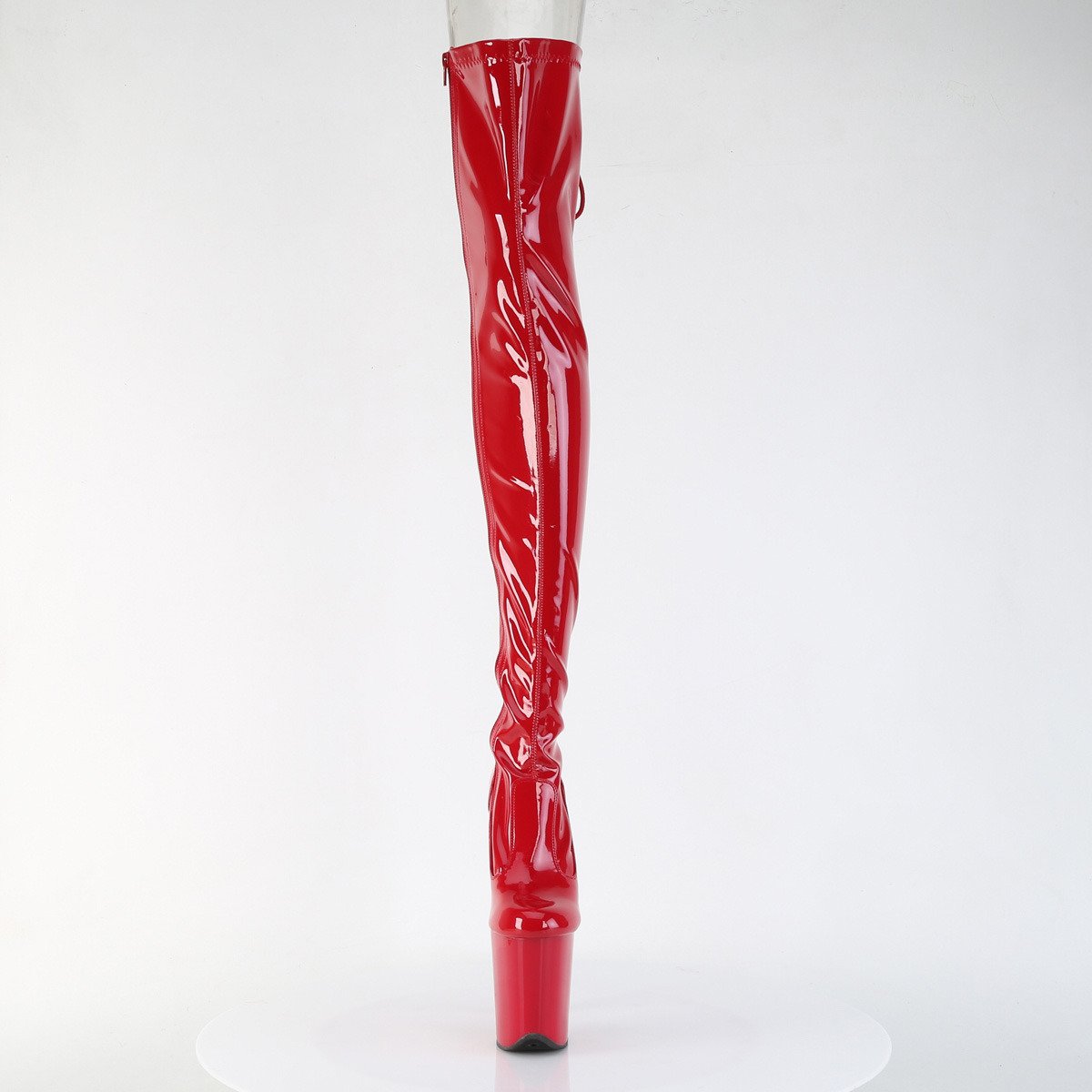 Pleaser Flamingo-3850 R/M - Shiny Red High-Platform Thigh High Boots